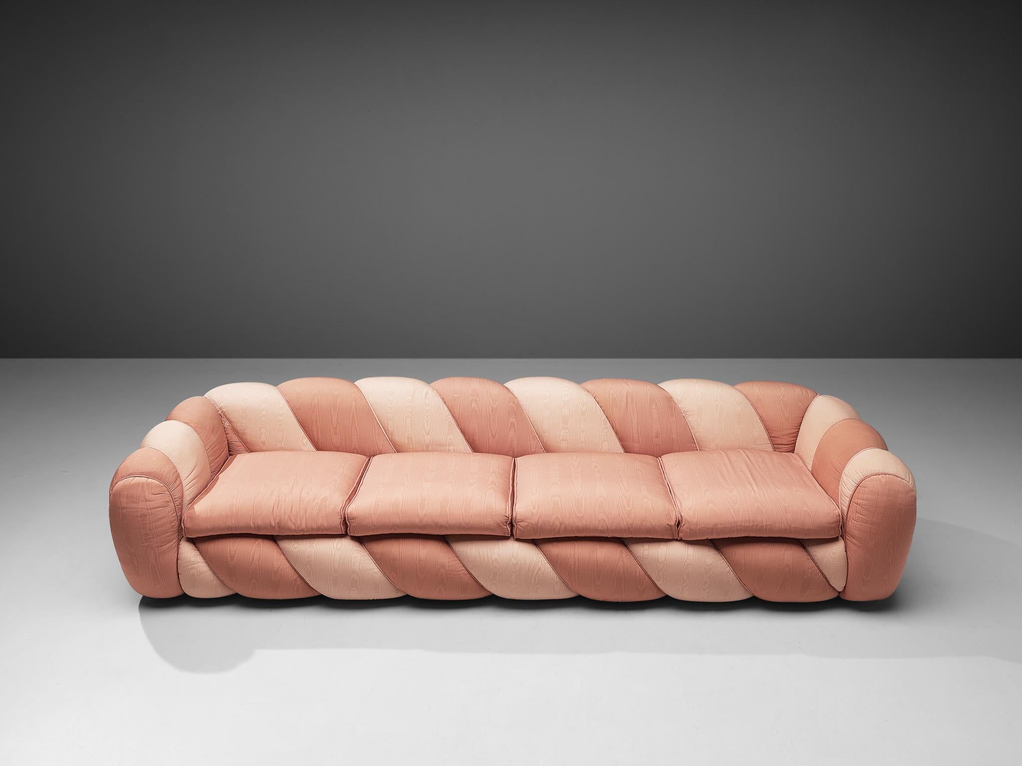 Vivai del Sud Large Four Seat Sofa in Pink Fabric Upholstery 2