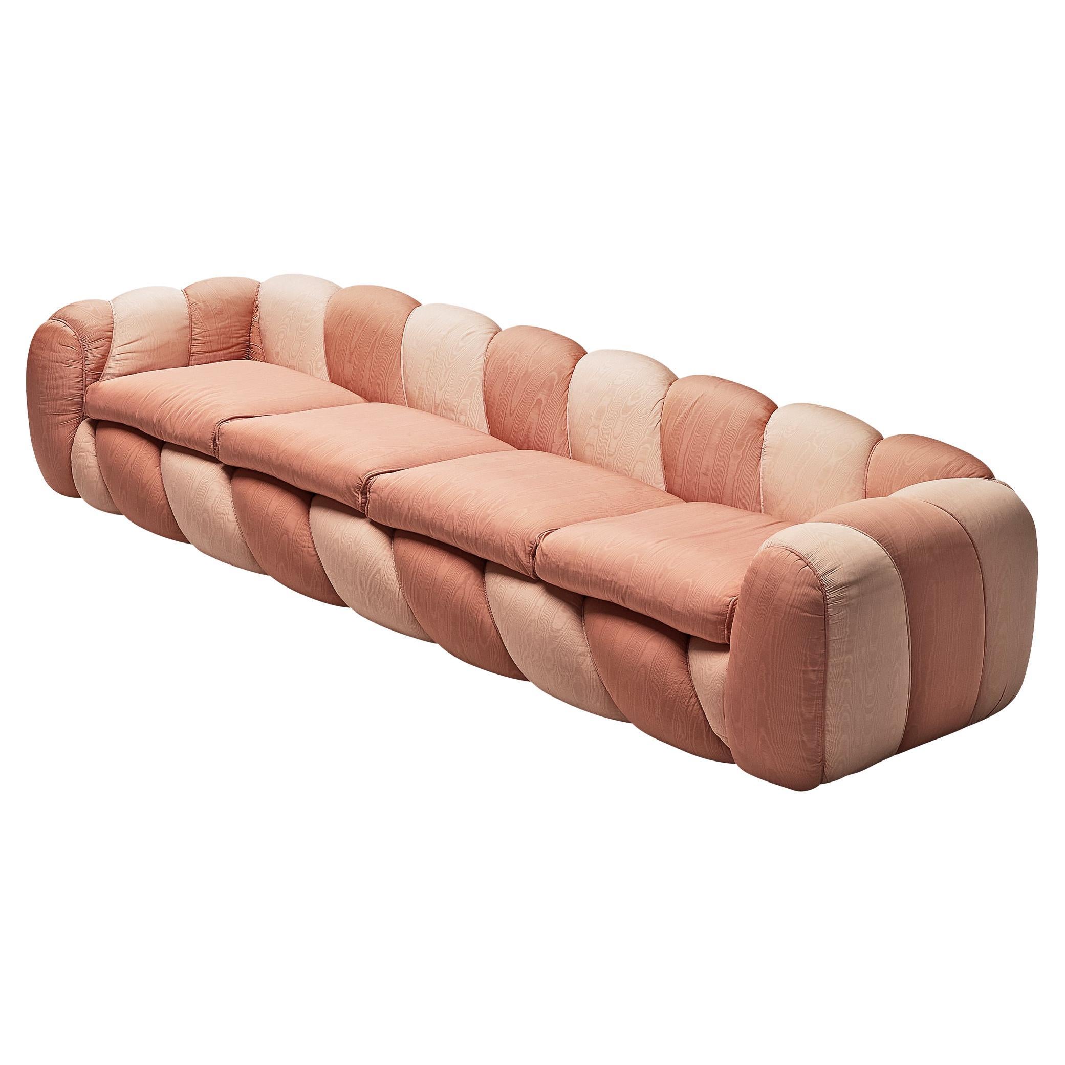 Vivai del Sud Large Four Seat Sofa in Pink Fabric Upholstery