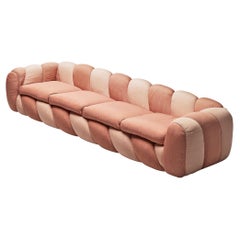 Vivai del Sud Large Four Seat Sofa in Pink Fabric Upholstery