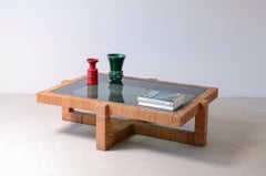 Vivai del Sud, large low table with crosspiece covered with straw
