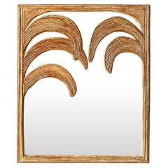 Vivai del Sud large mirror with palm trees, Italy 1970s