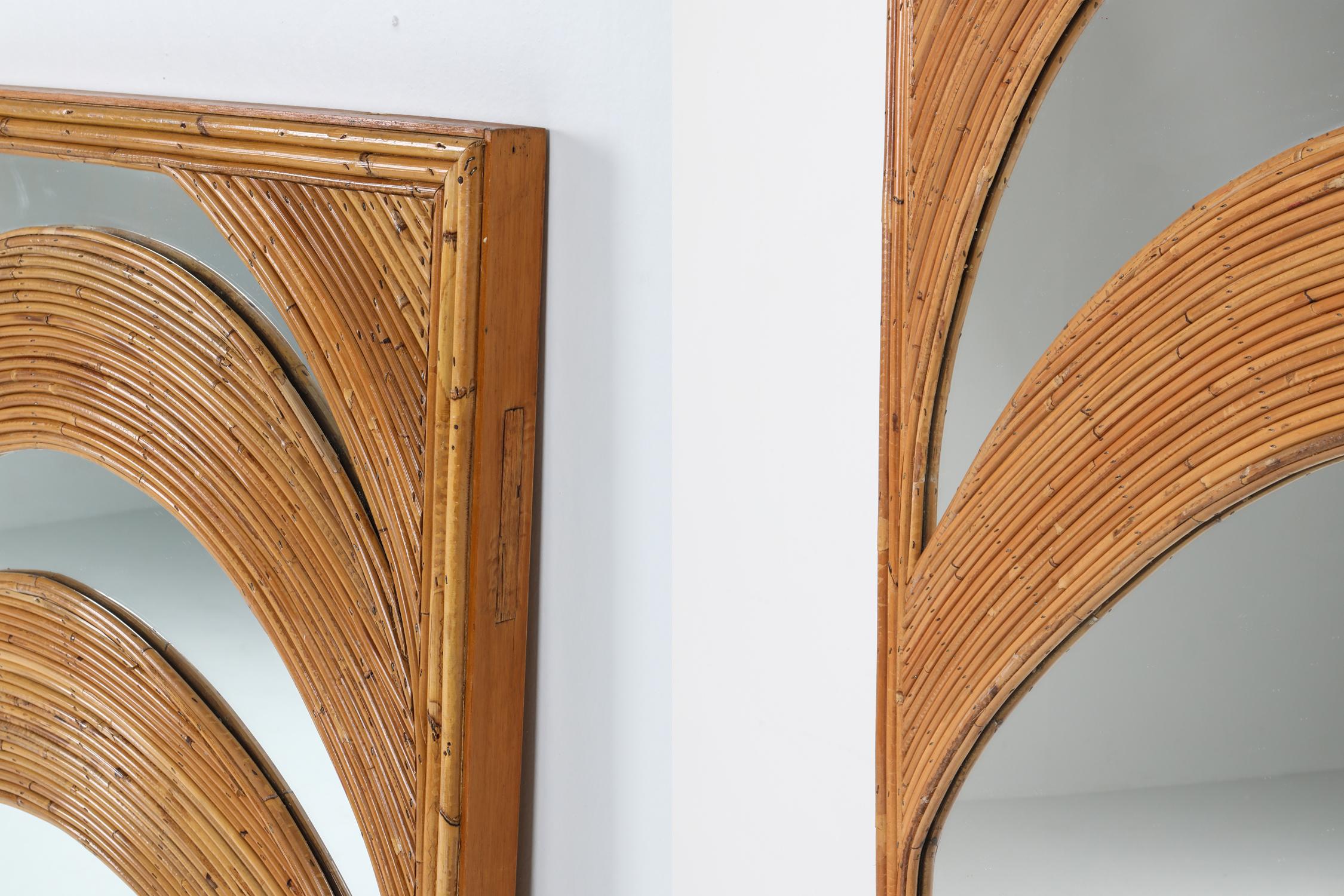 European Vivai del Sud Large Tropicalist Mirror from the 1970s