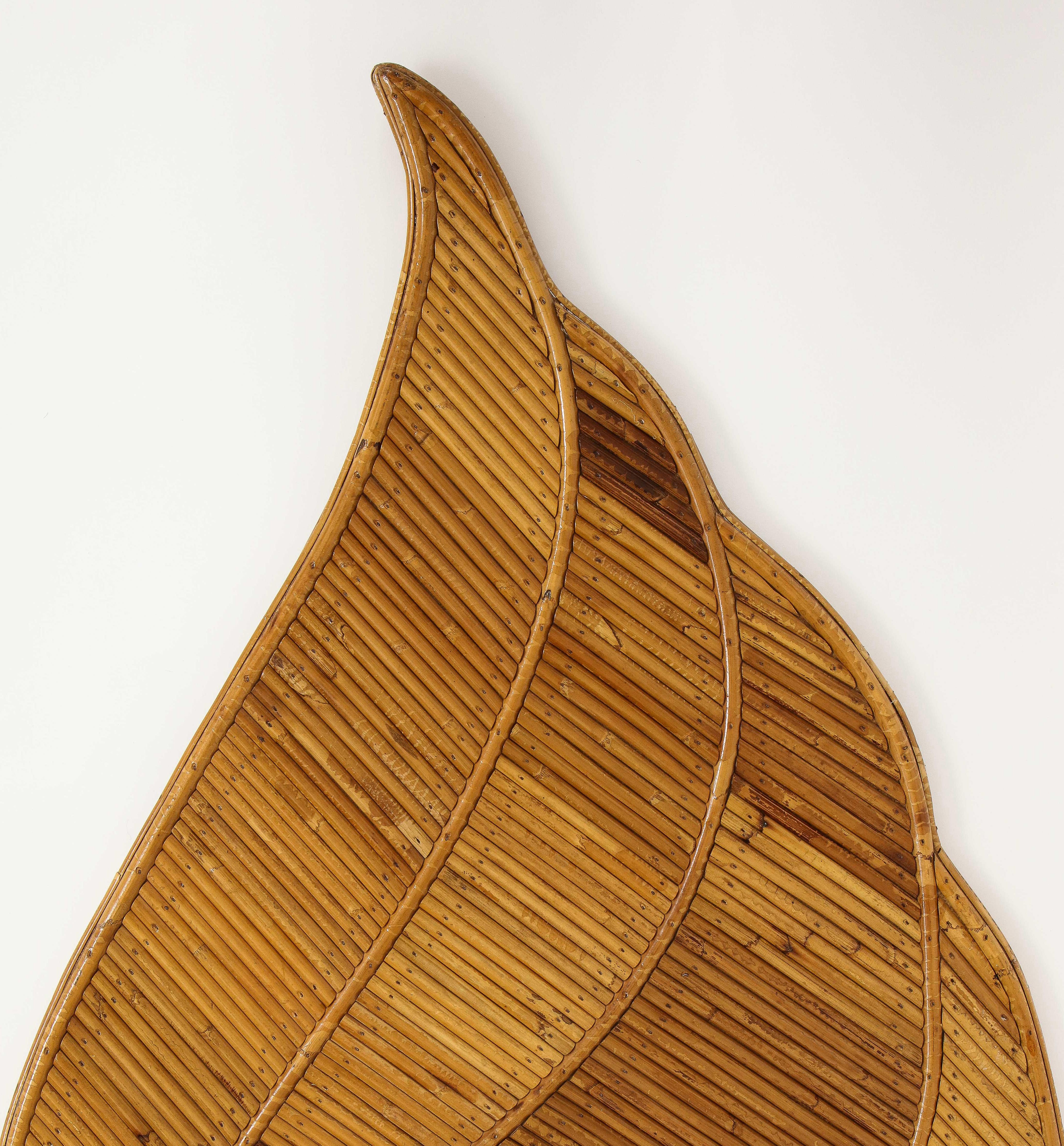 Mid-Century Modern Vivai del Sud Bamboo Leaf Mirror, Italy, 1970s