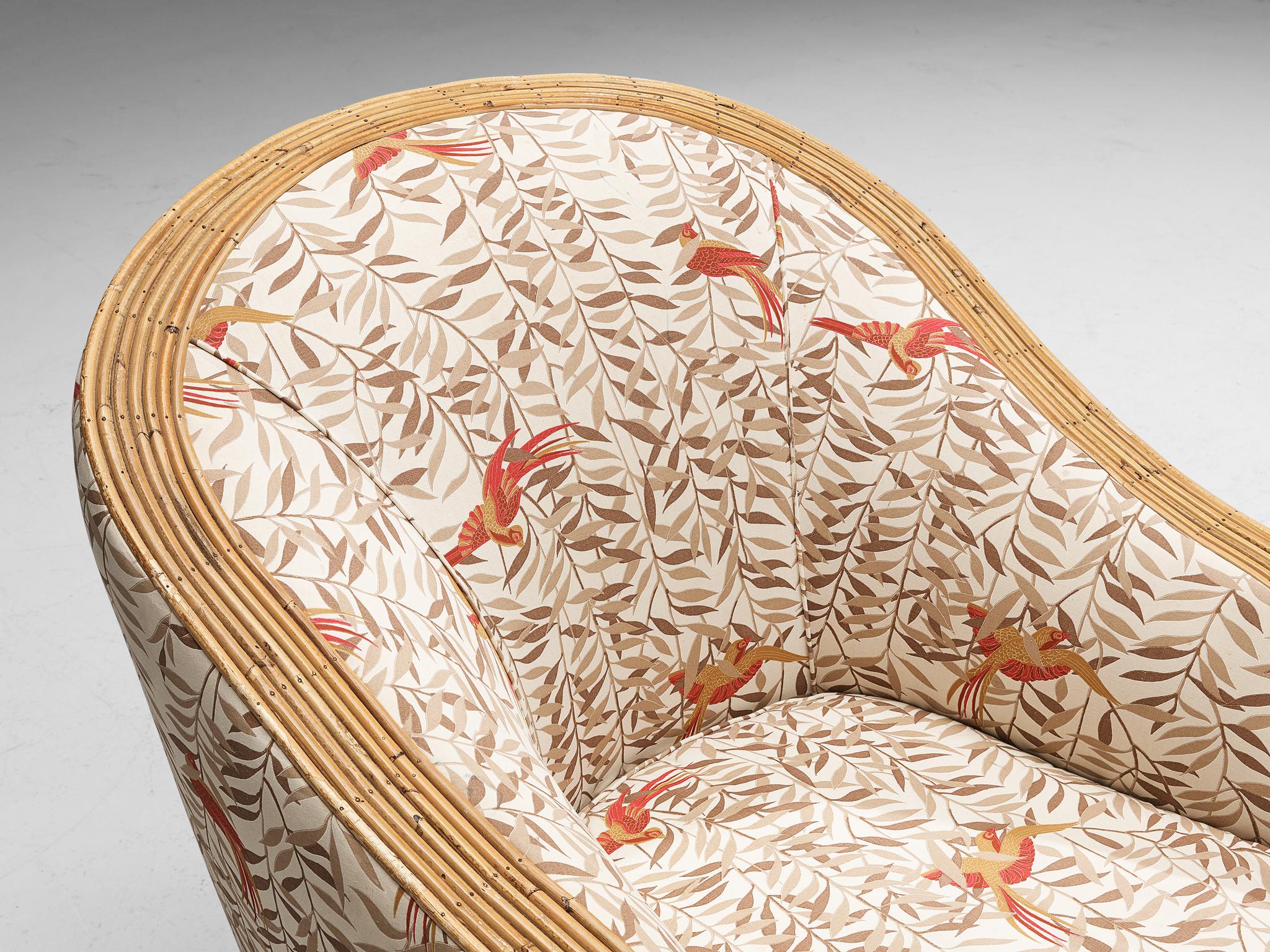 Vivai Del Sud Lounge Chair and Ottoman in Bamboo and Tropical Upholstery 4