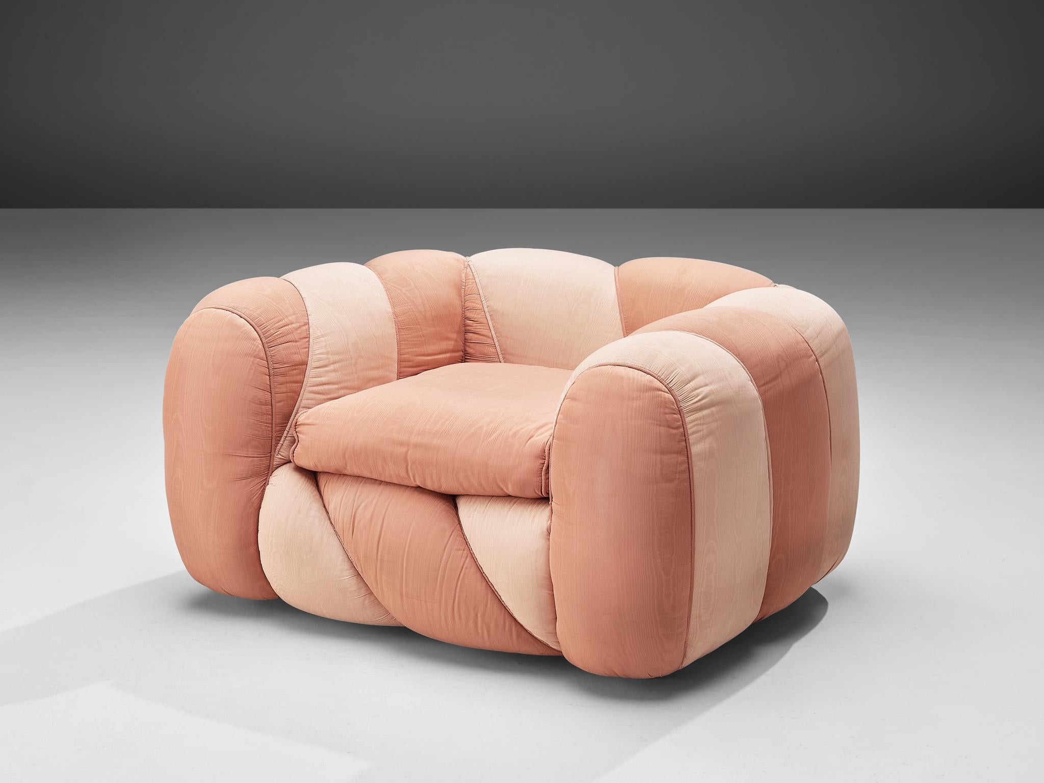 Italian Vivai del Sud Lounge Chair in Pink Fabric Upholstery