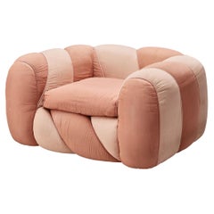 Chaise longue Vivai del Sud avec revêtement en tissu rose 