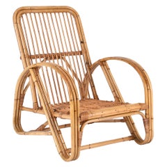 Vivai del Sud Mid-Century Italian Bamboo and Rattan Armchair, Italy 1970s