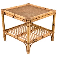 Vivai del Sud Mid-Century Modern Italian Bamboo Squared Coffee Table, 1970s