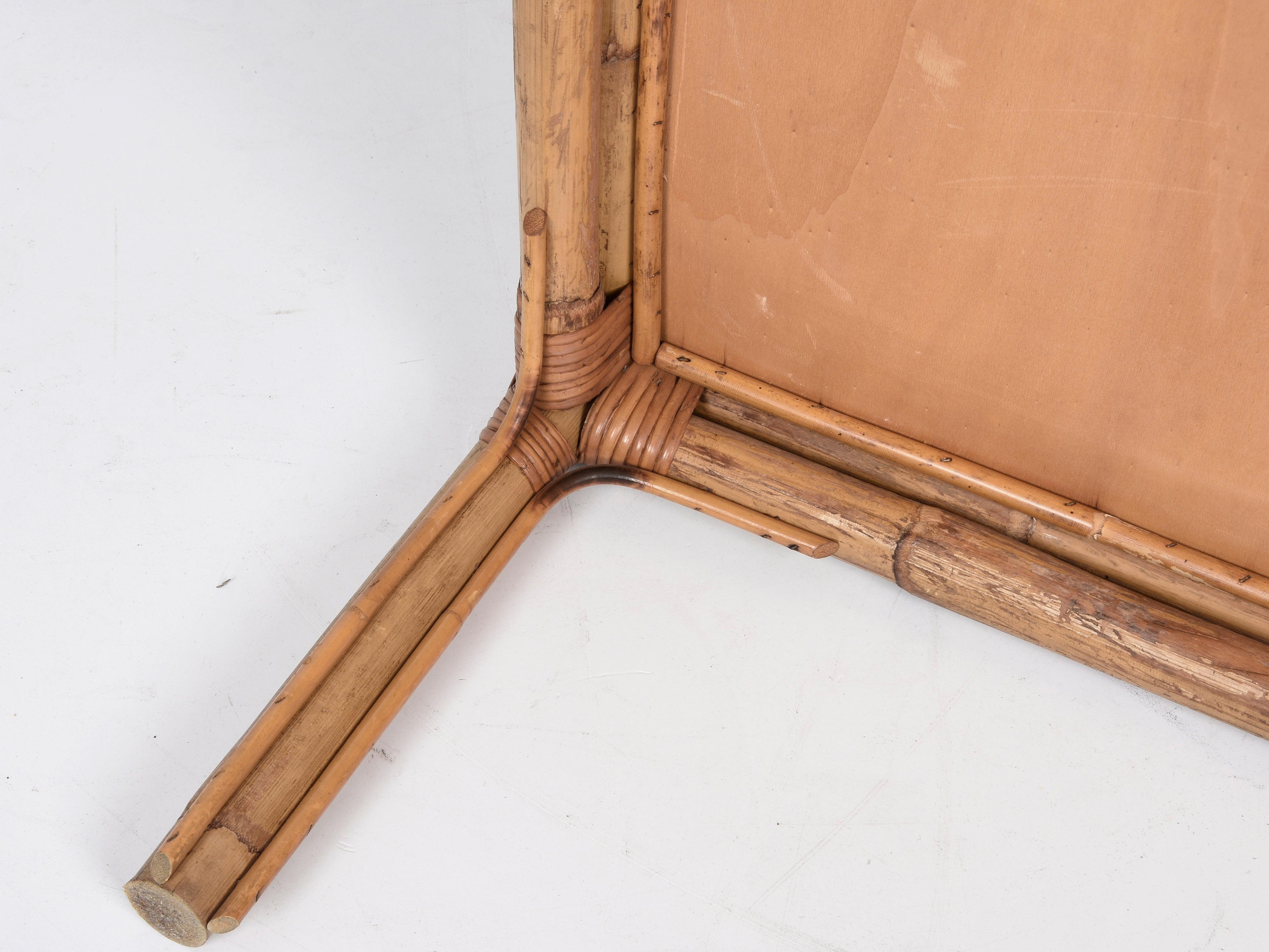 Italienischer quadratischer Couchtisch aus Bambus und Rattan von Vivai del Sud aus der Mitte des Jahrhunderts, 1970 im Angebot 7
