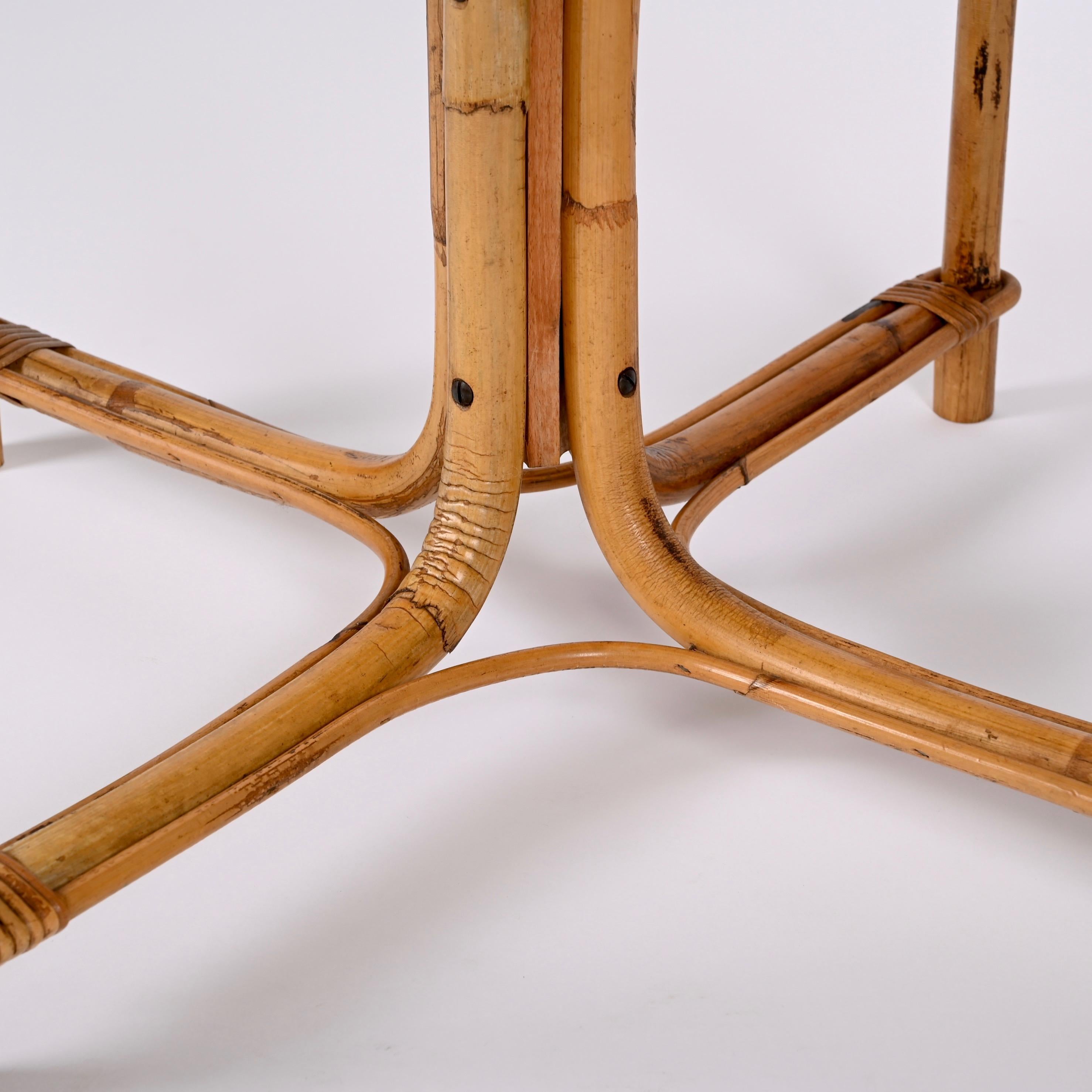 Vivai del Sud Mid Century Italian Squared Bamboo and Rattan Coffee Table, 1970s 9