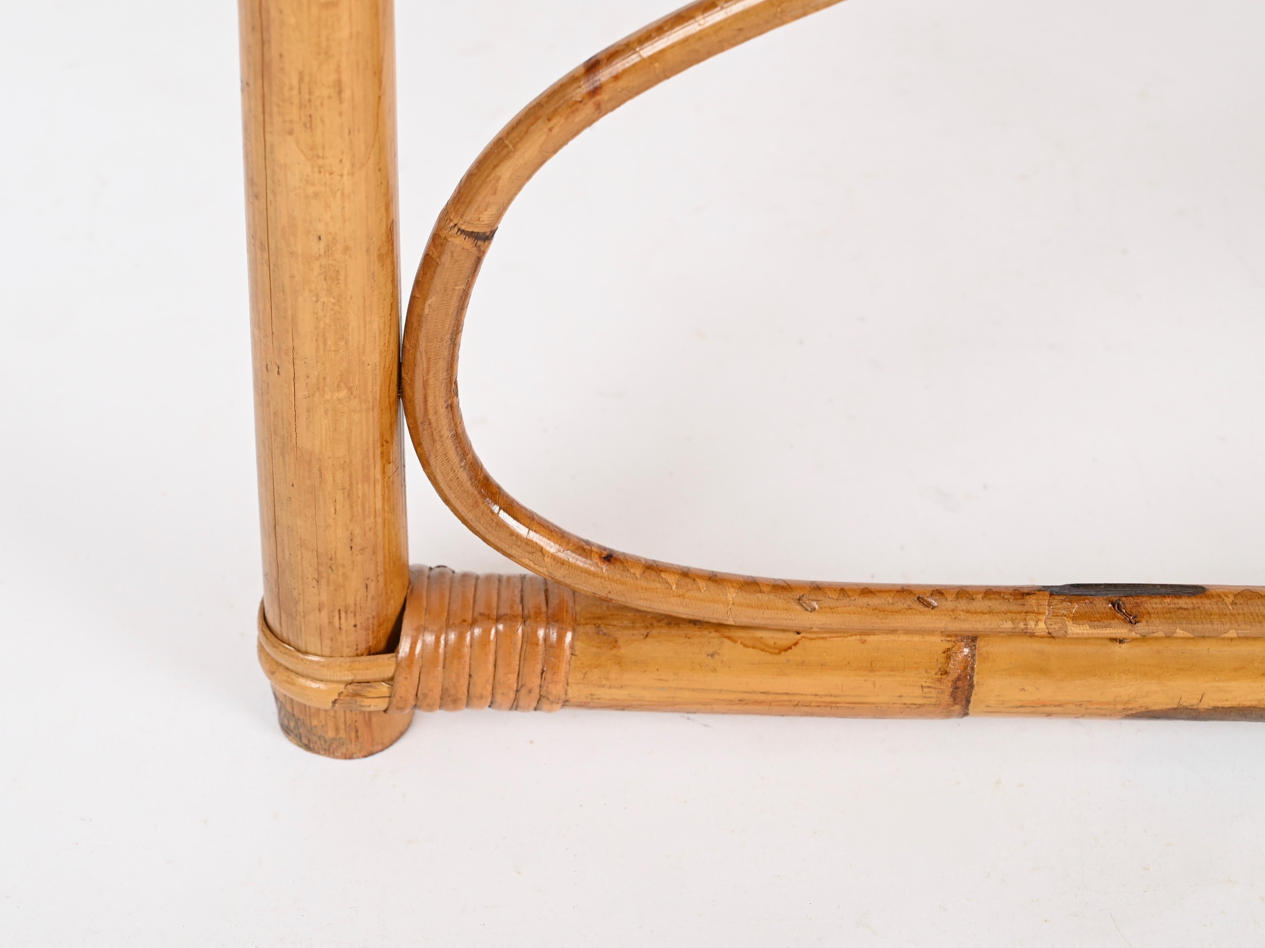 Vivai del Sud Quadratischer Couchtisch aus Bambus und Rattan aus der Mitte des Jahrhunderts, Italien 1970 im Angebot 5