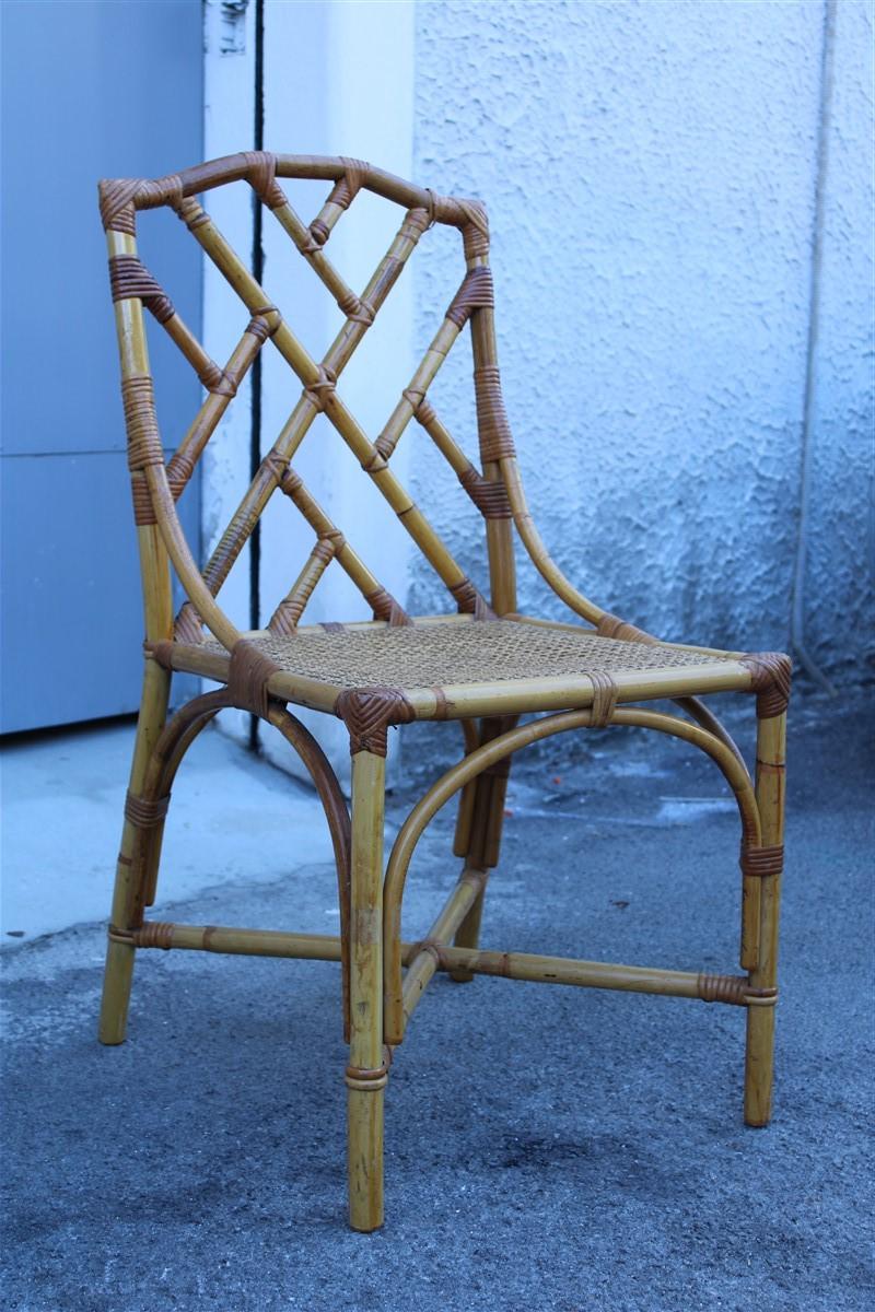 Vivai del Sud Pair of Midcentury Chairs Solid Bamboo Italian Design, 1960s 1