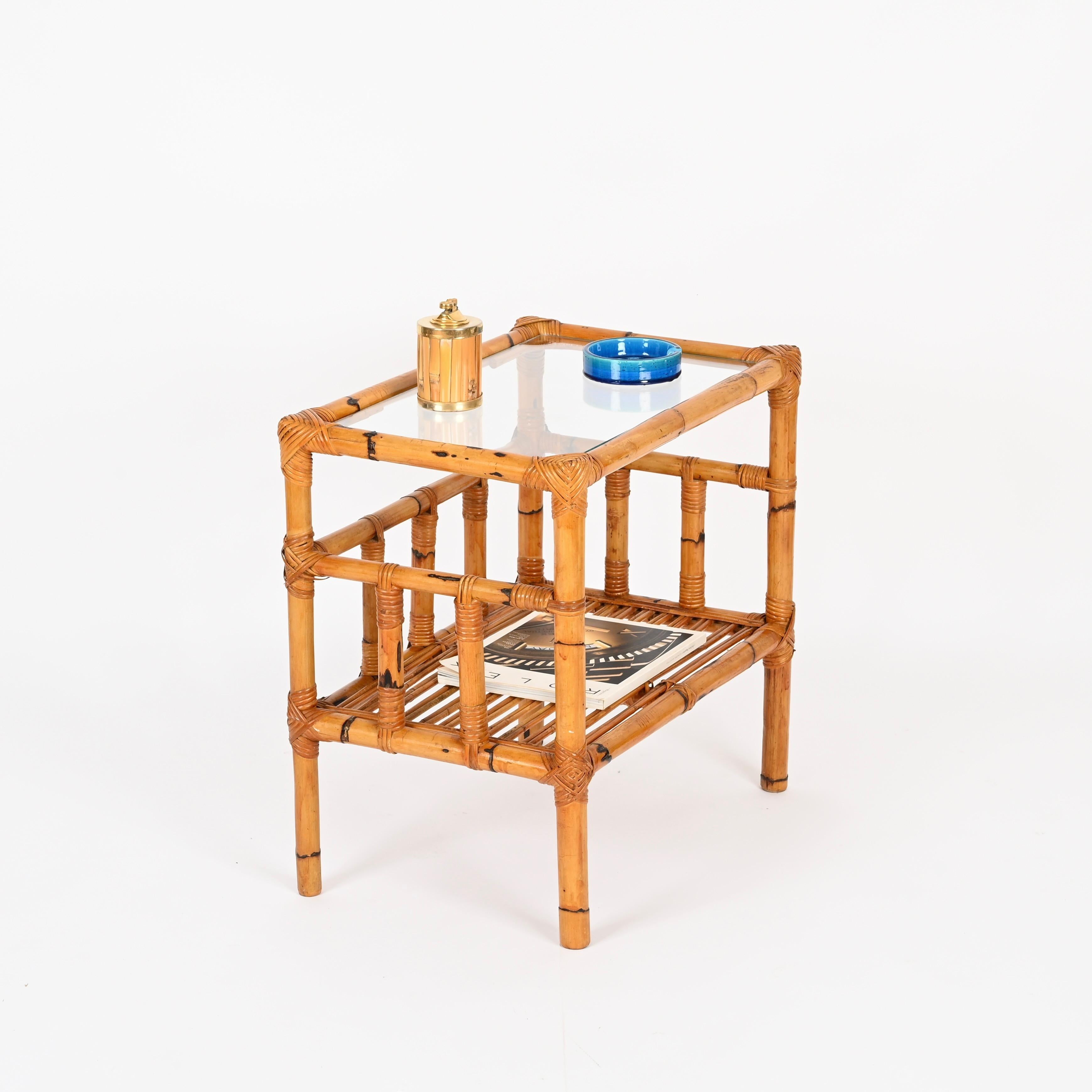 Vivai del Sud Pair of Nightstands in Bamboo, Rattan and Wicker, Italy 1970s in vendita 6