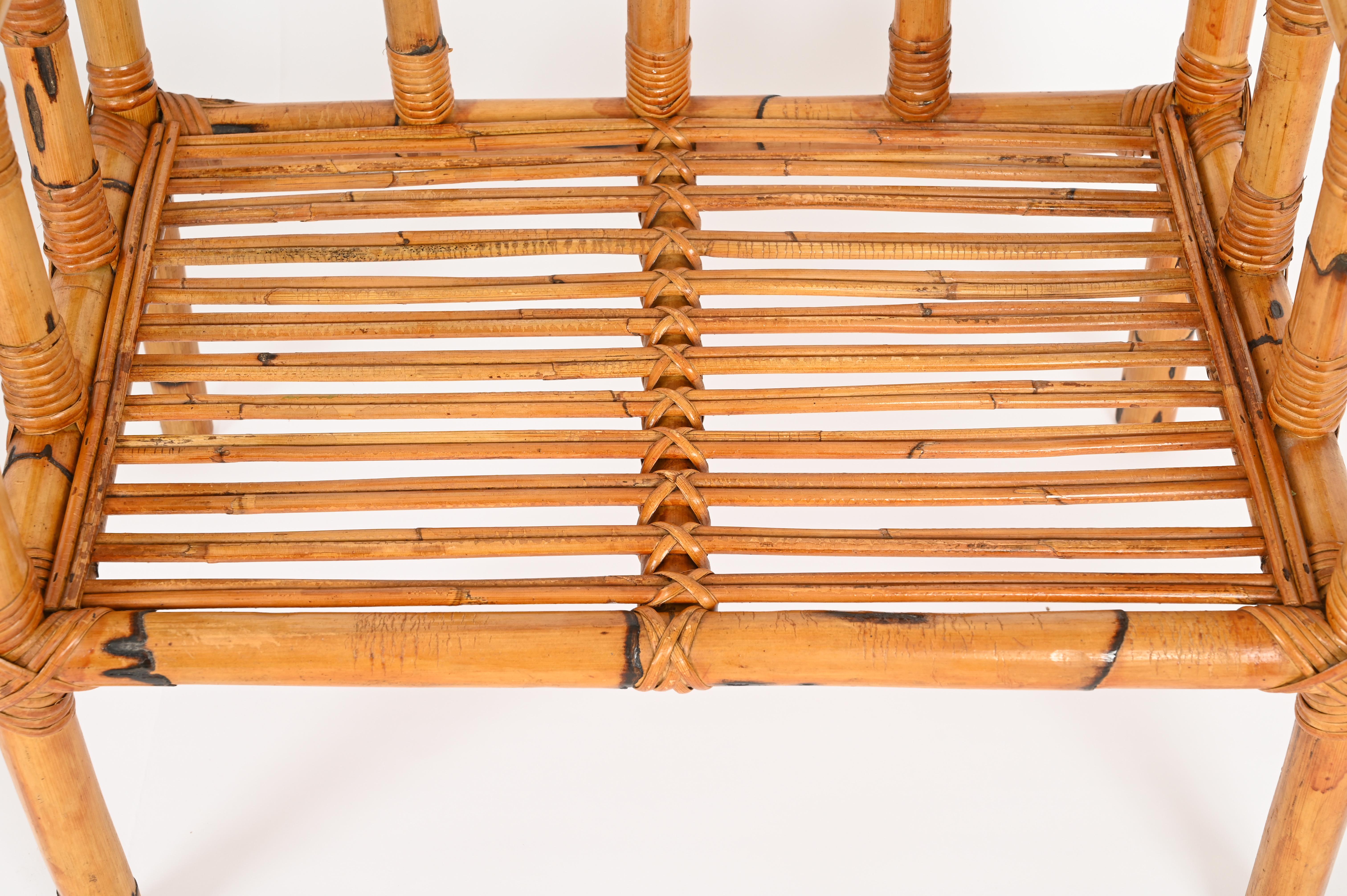Fatto a mano Vivai del Sud Pair of Nightstands in Bamboo, Rattan and Wicker, Italy 1970s in vendita