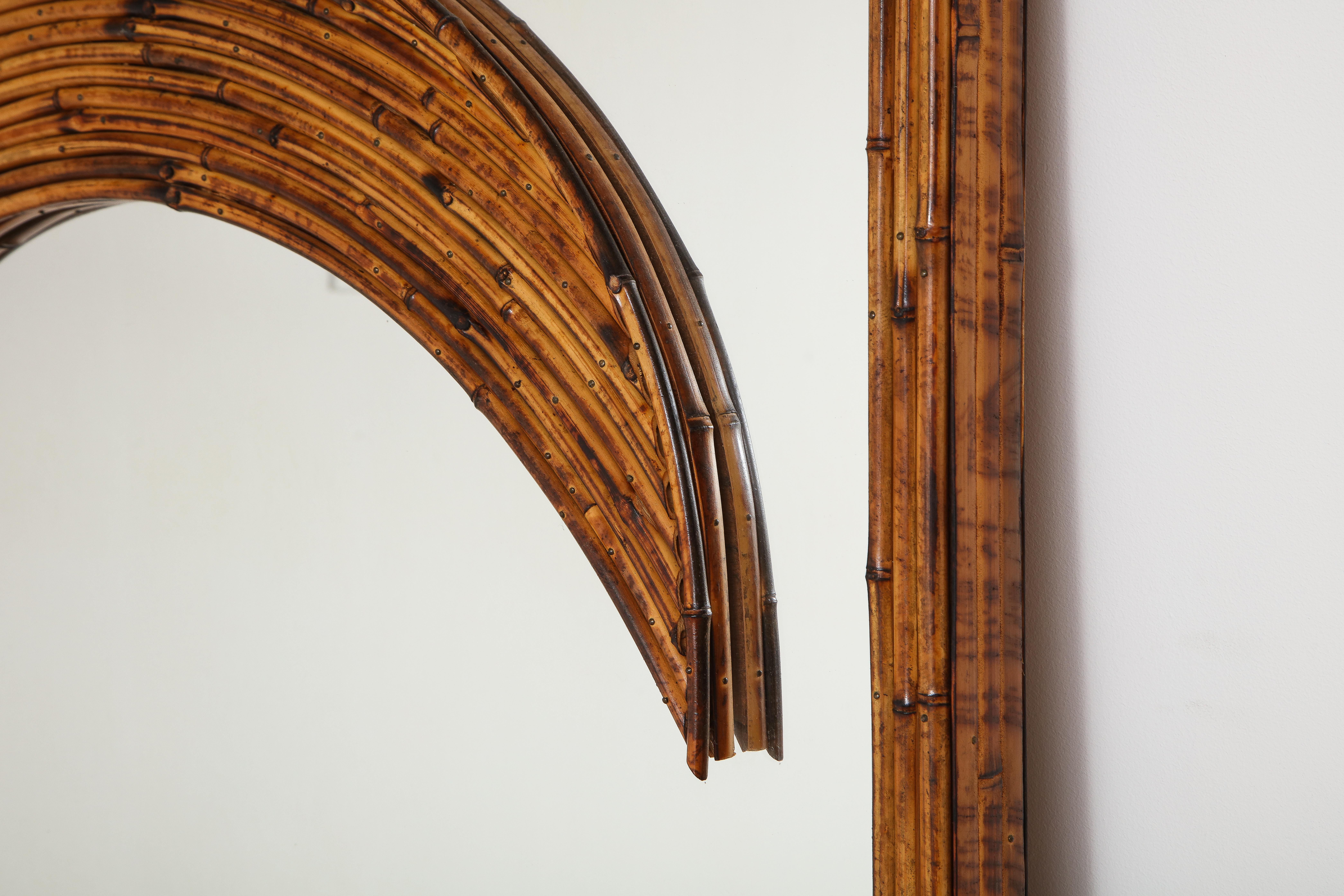 Vivai del Sud Pair of Standing Bamboo Palm Tree Mirrors, Italy, 1970s 1