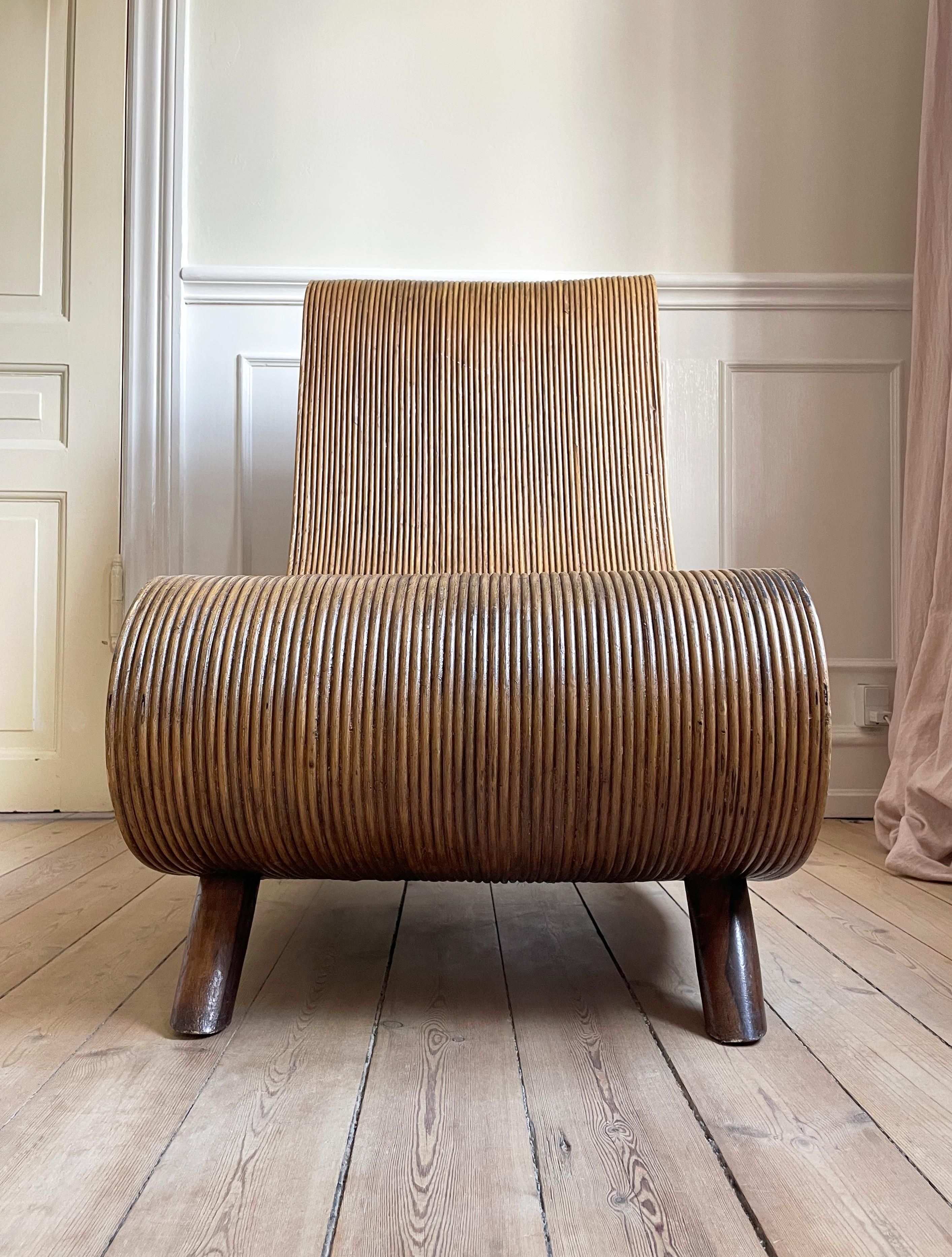 20th Century Vivai del Sud Pencil Reed Lounge Chair, Italy, 1960s