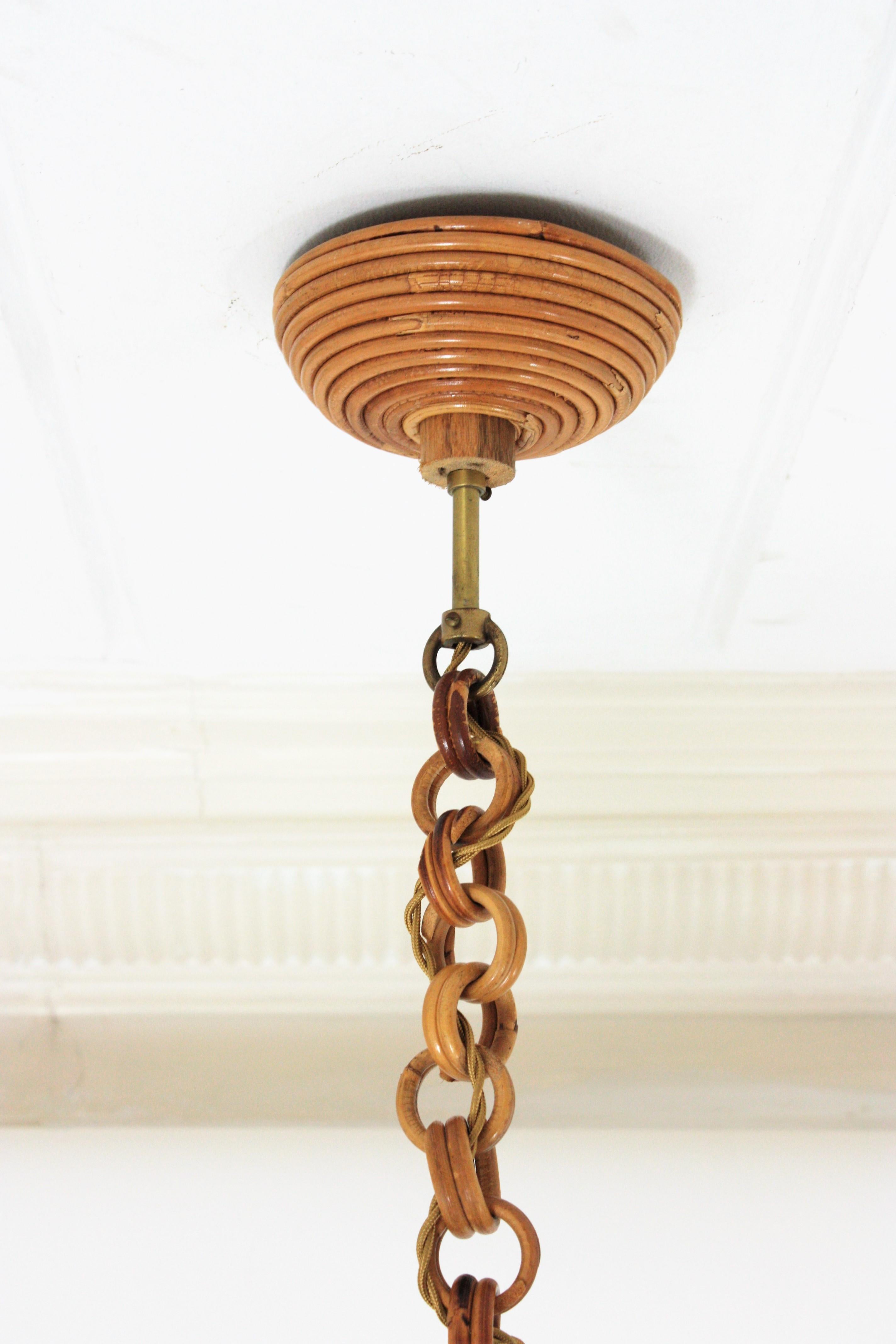 Vivai del Sud Lampe pendante en forme de dôme en rotin en forme de roseau, 1960s en vente 9
