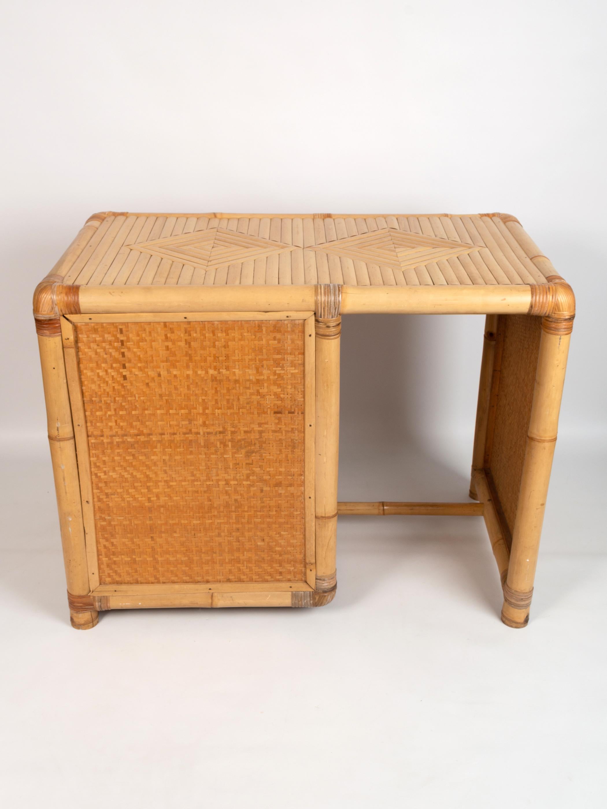 Vivai del Sud Rattan and Bamboo Desk / Vanity Table Italy, C.1970 For Sale 2