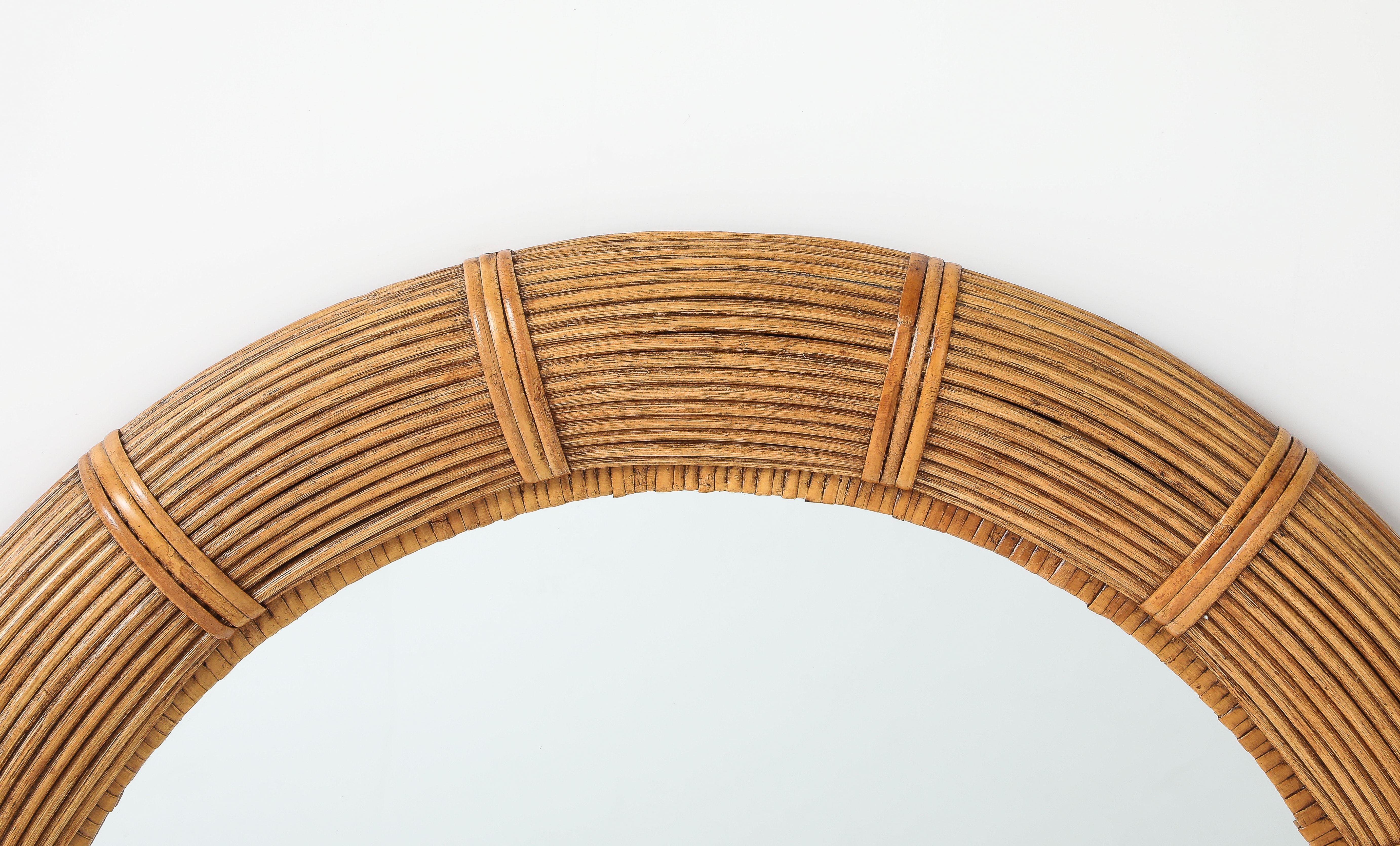 Italian Vivai Del Sud Rattan Arched Mirror, Italy For Sale
