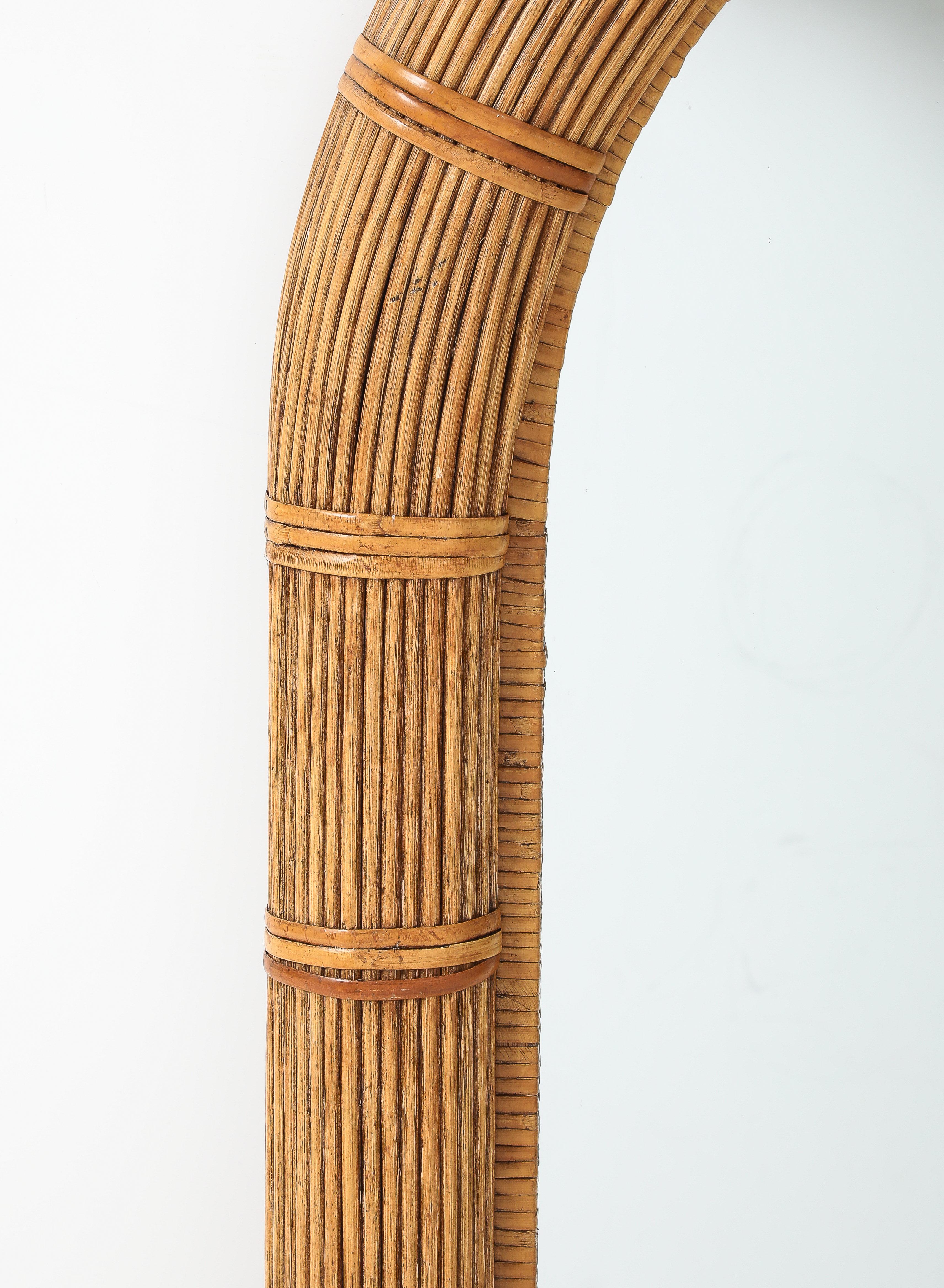 20th Century Vivai Del Sud Rattan Arched Mirror, Italy For Sale