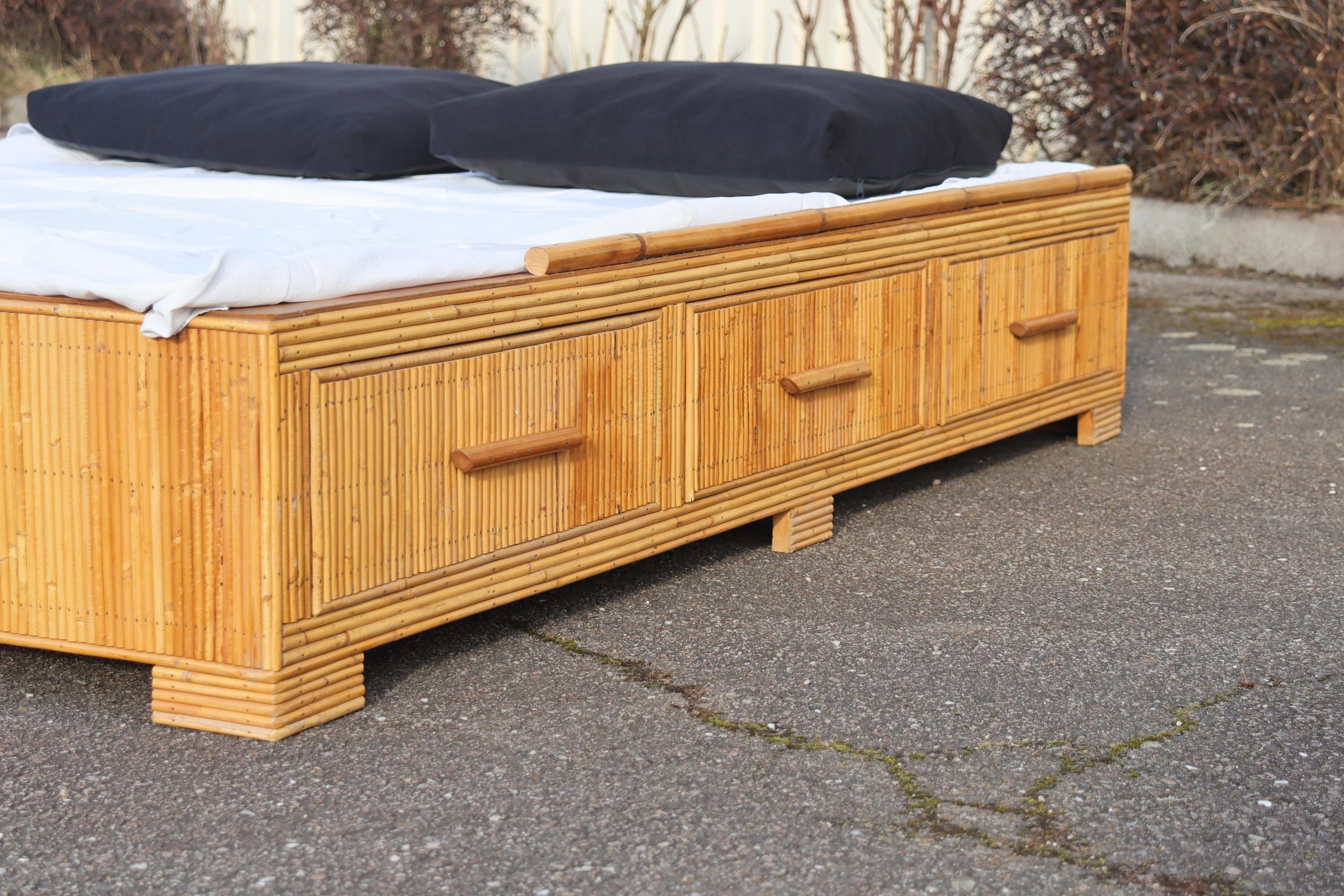 Italian Vivai Del Sud Rattan Bed For Sale