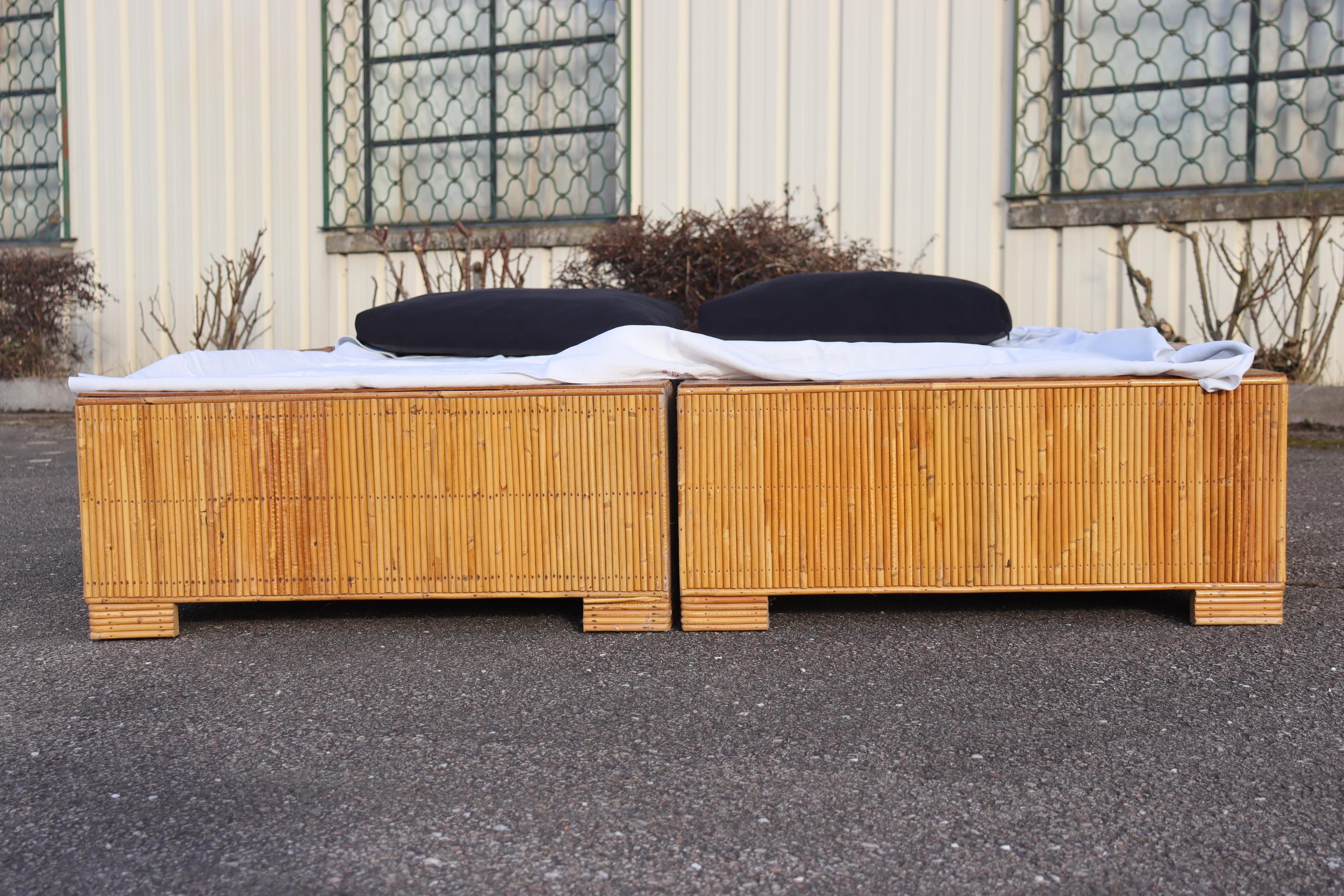 Vivai Del Sud Rattan Bed In Good Condition For Sale In Charmes, FR