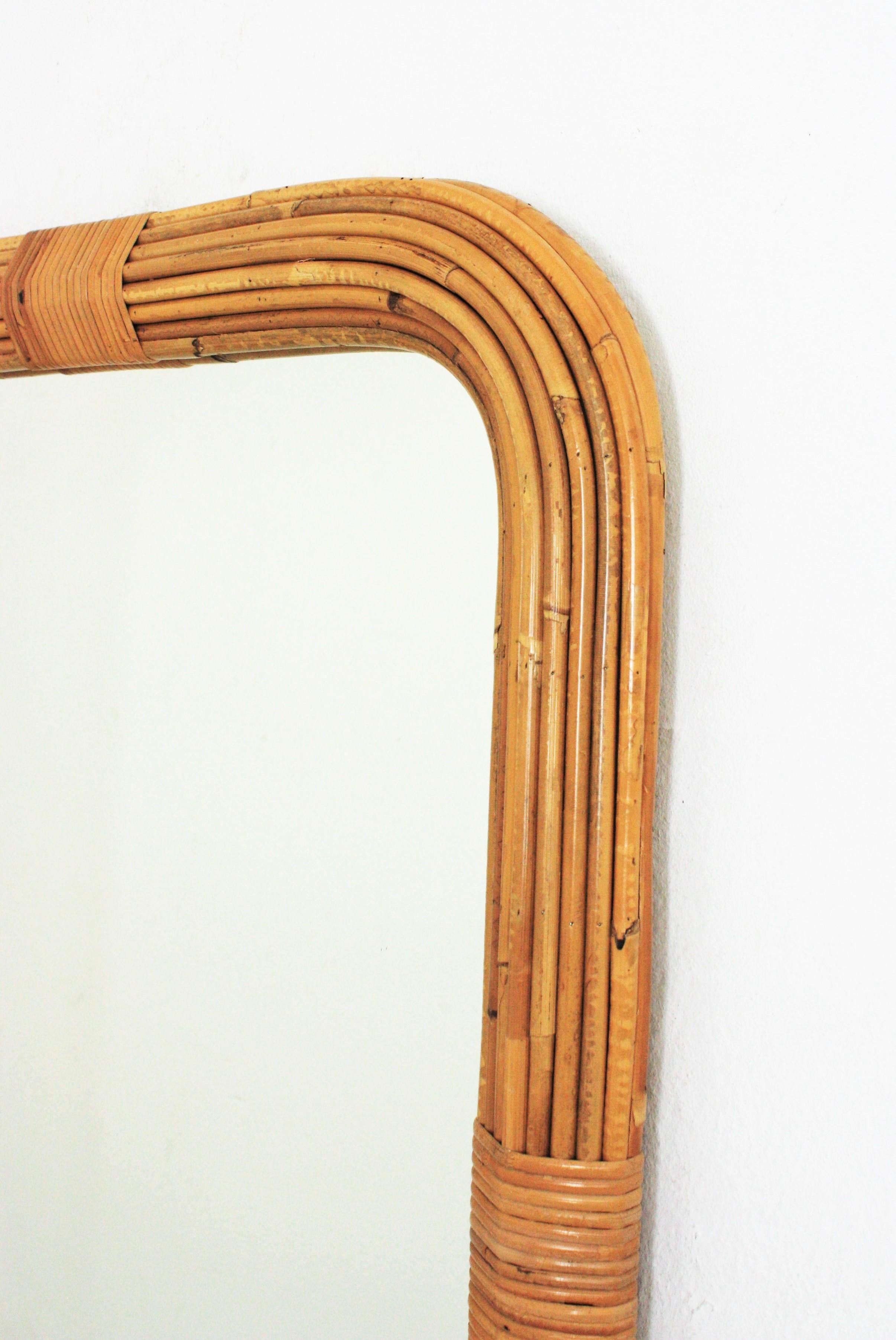Vivai del Sud Rattan Pencil Reed Organic Modern Rectangular Mirror 4