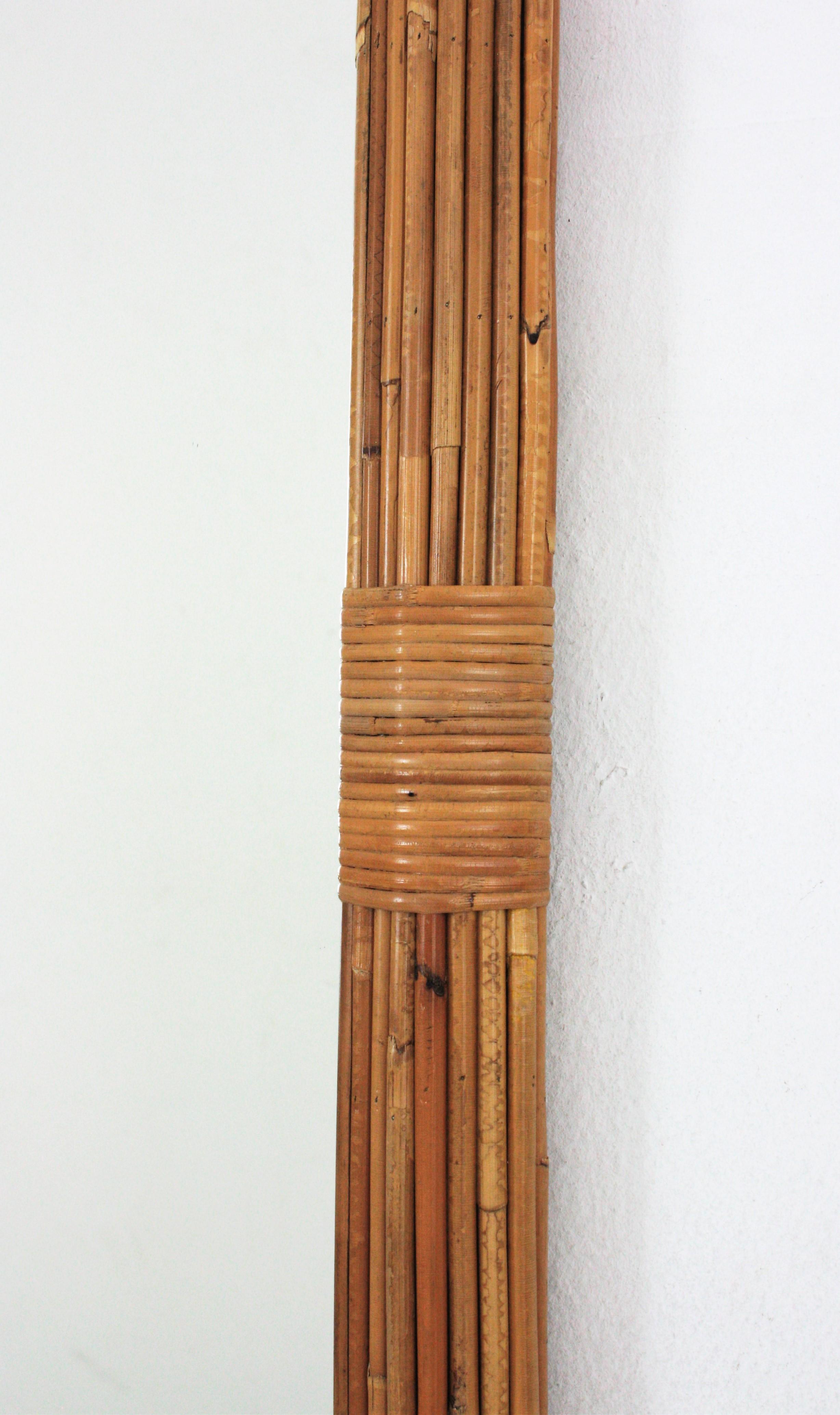 Hand-Crafted Vivai del Sud Rattan Pencil Reed Organic Modern Rectangular Mirror