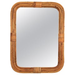 Vivai del Sud Rattan Pencil Reed Organic Modern Rectangular Mirror