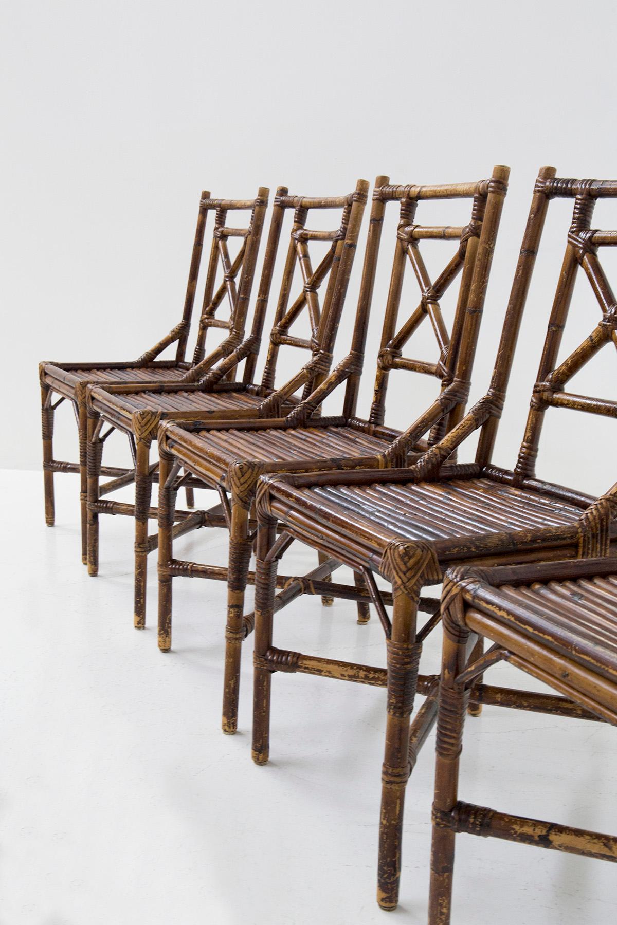 Vivai del Sud Set of Six Bamboo Chairs For Sale 5