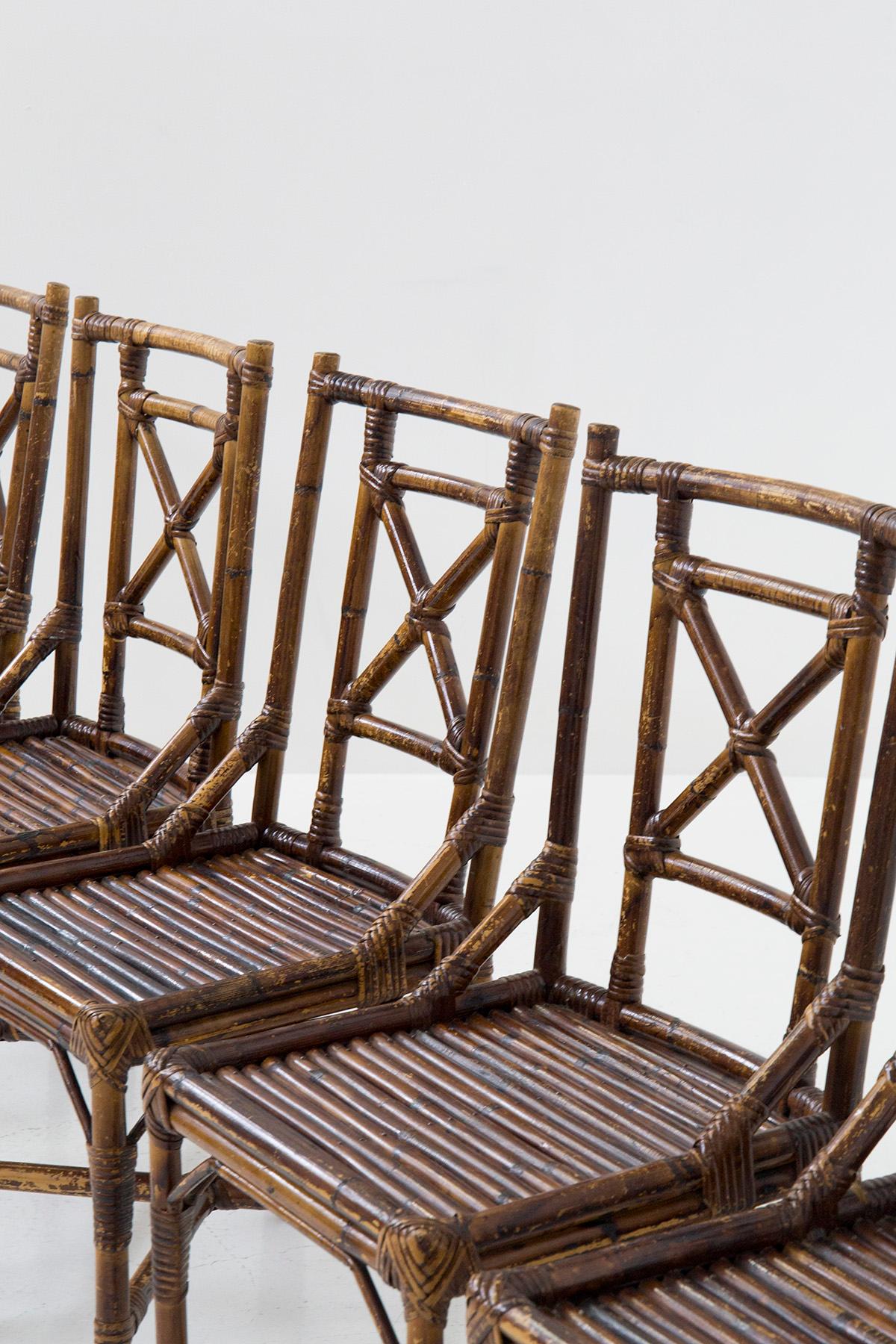 Vivai del Sud Set of Six Bamboo Chairs For Sale 8