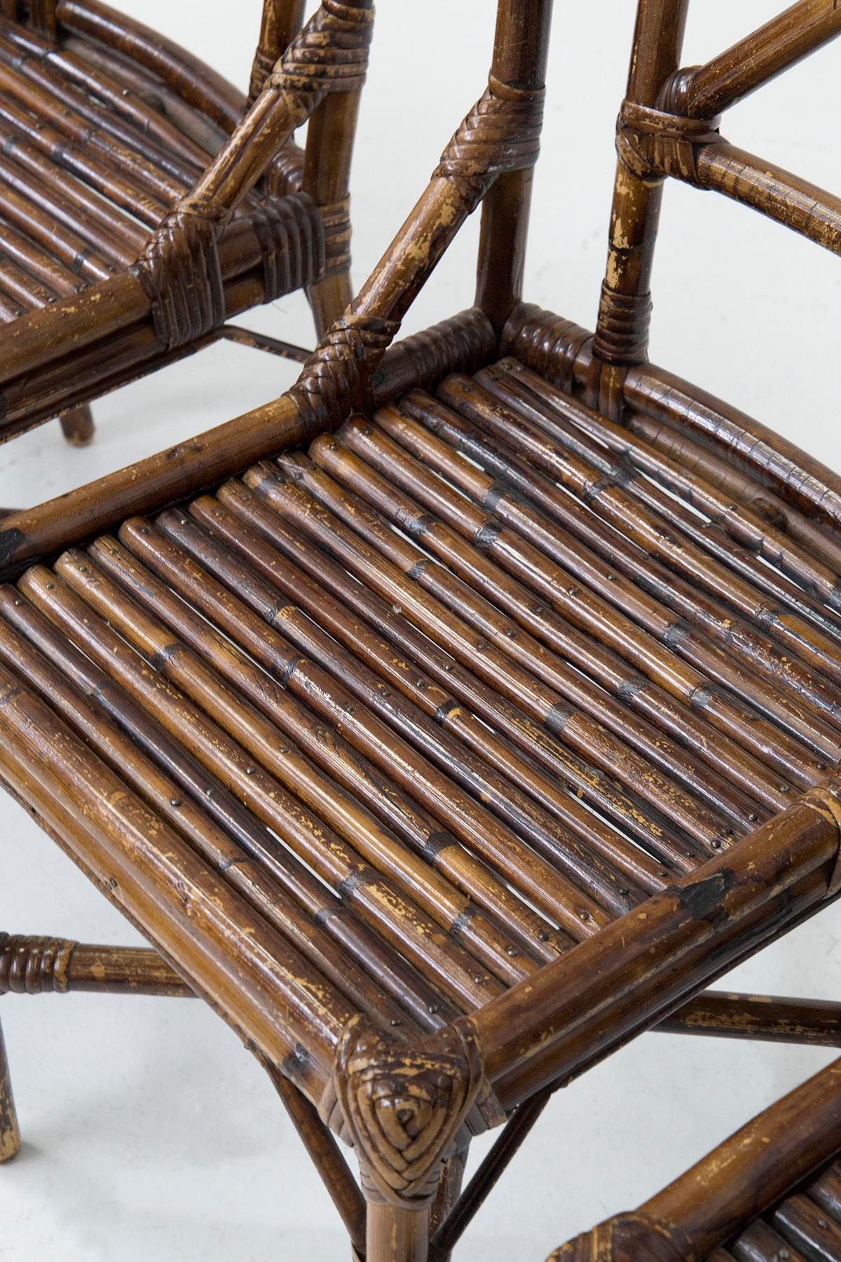 Late 20th Century Vivai del Sud Set of Six Bamboo Chairs For Sale