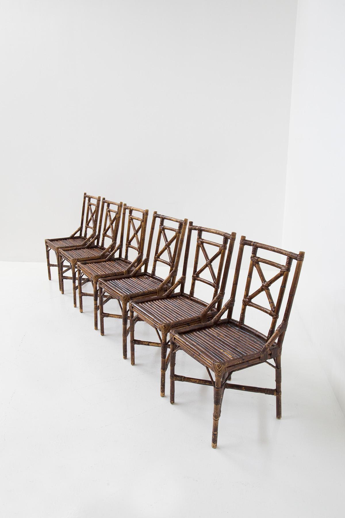 Vivai del Sud Set of Six Bamboo Chairs For Sale 1