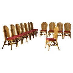 Ensemble de douze chaises de salle à manger en bambou Vivai del Sud, Italie, 1970