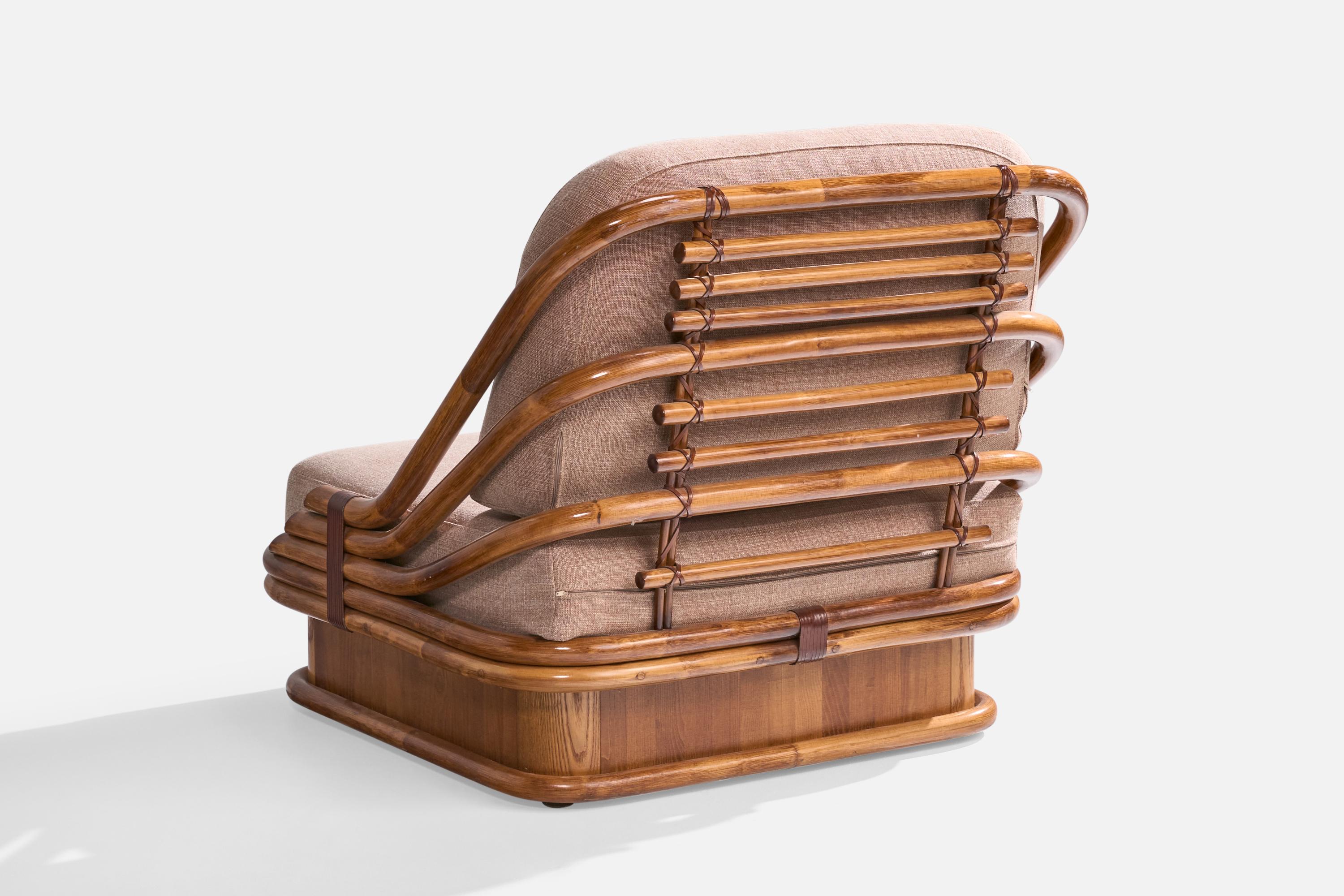 Vivai Del Sud, Slipper Chair, Bamboo, Rattan, Fabric, Italy, 1970s 4