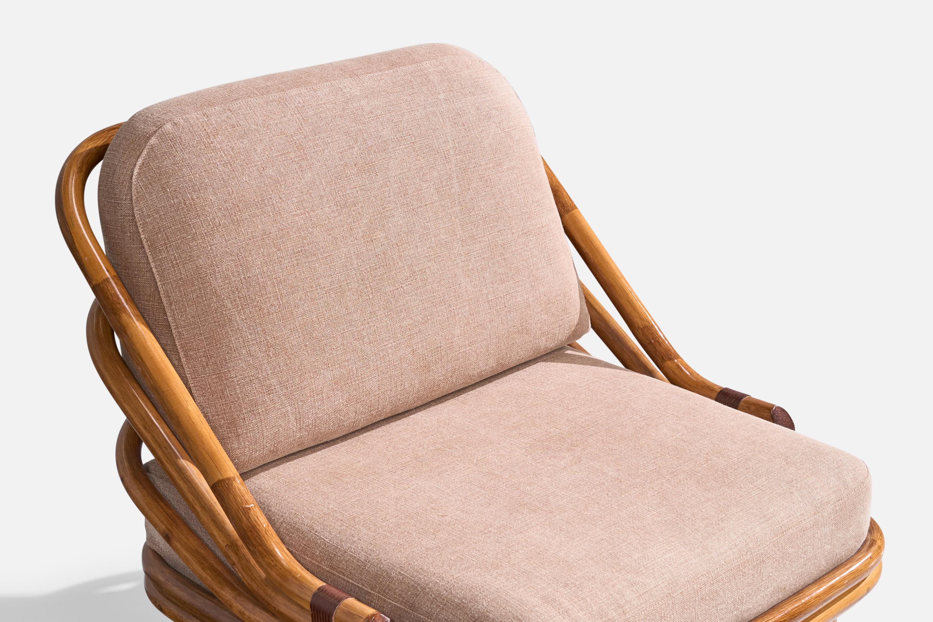 Vivai Del Sud, Slipper Chair, Bamboo, Rattan, Fabric, Italy, 1970s 6
