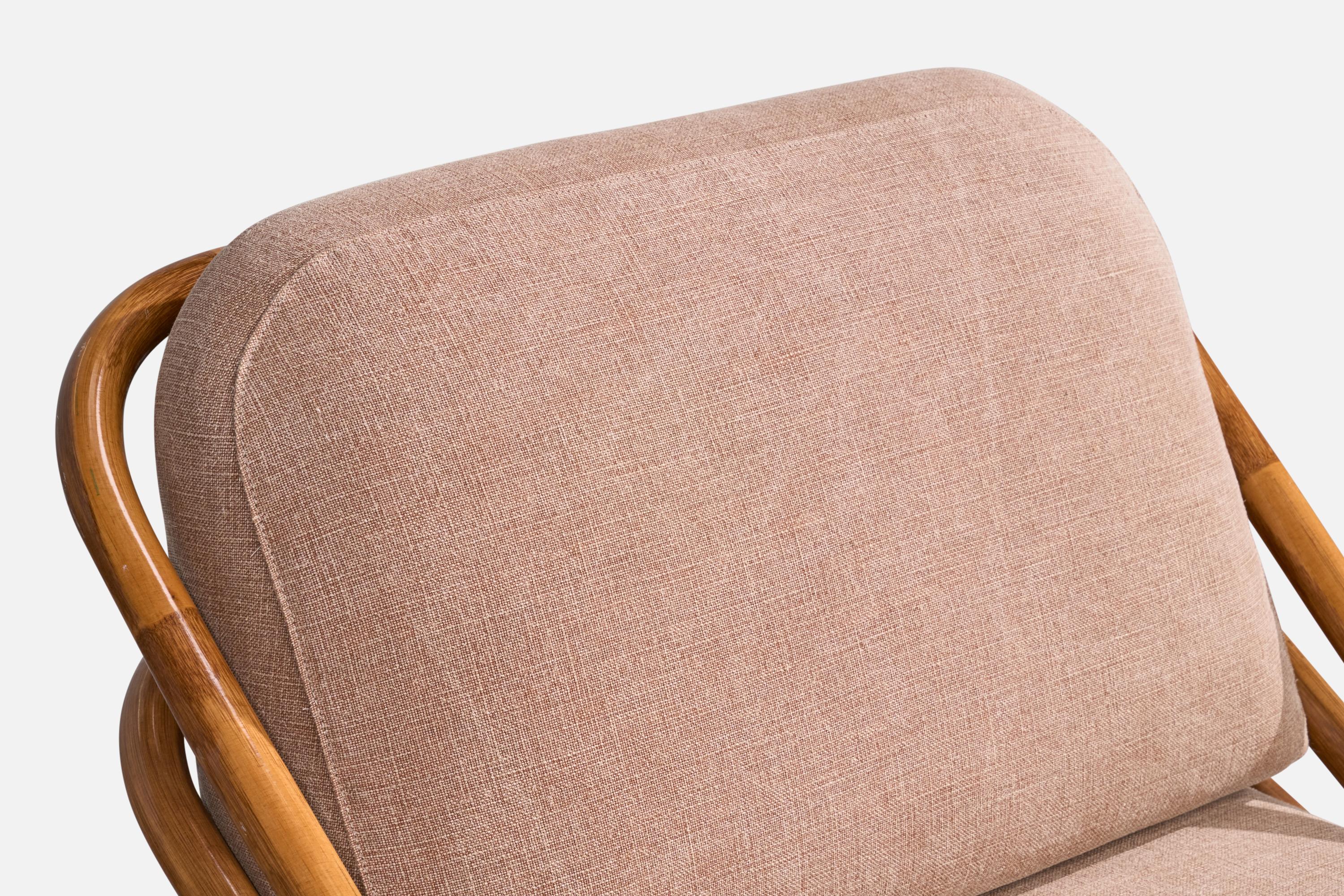 Vivai Del Sud, Slipper Chair, Bamboo, Rattan, Fabric, Italy, 1970s 7