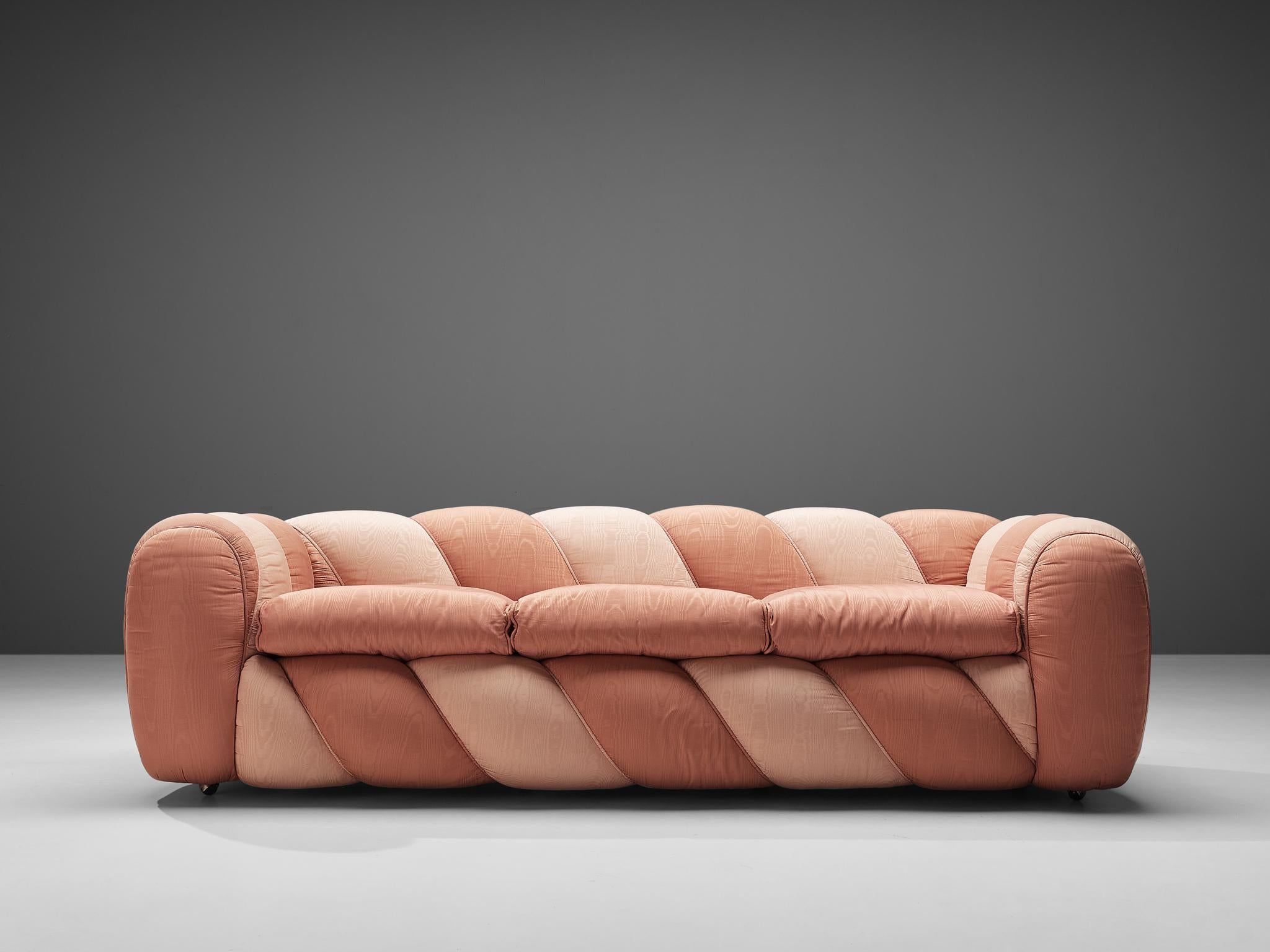 Italian Bold Vivai del Sud Sofa in Pink Fabric Upholstery