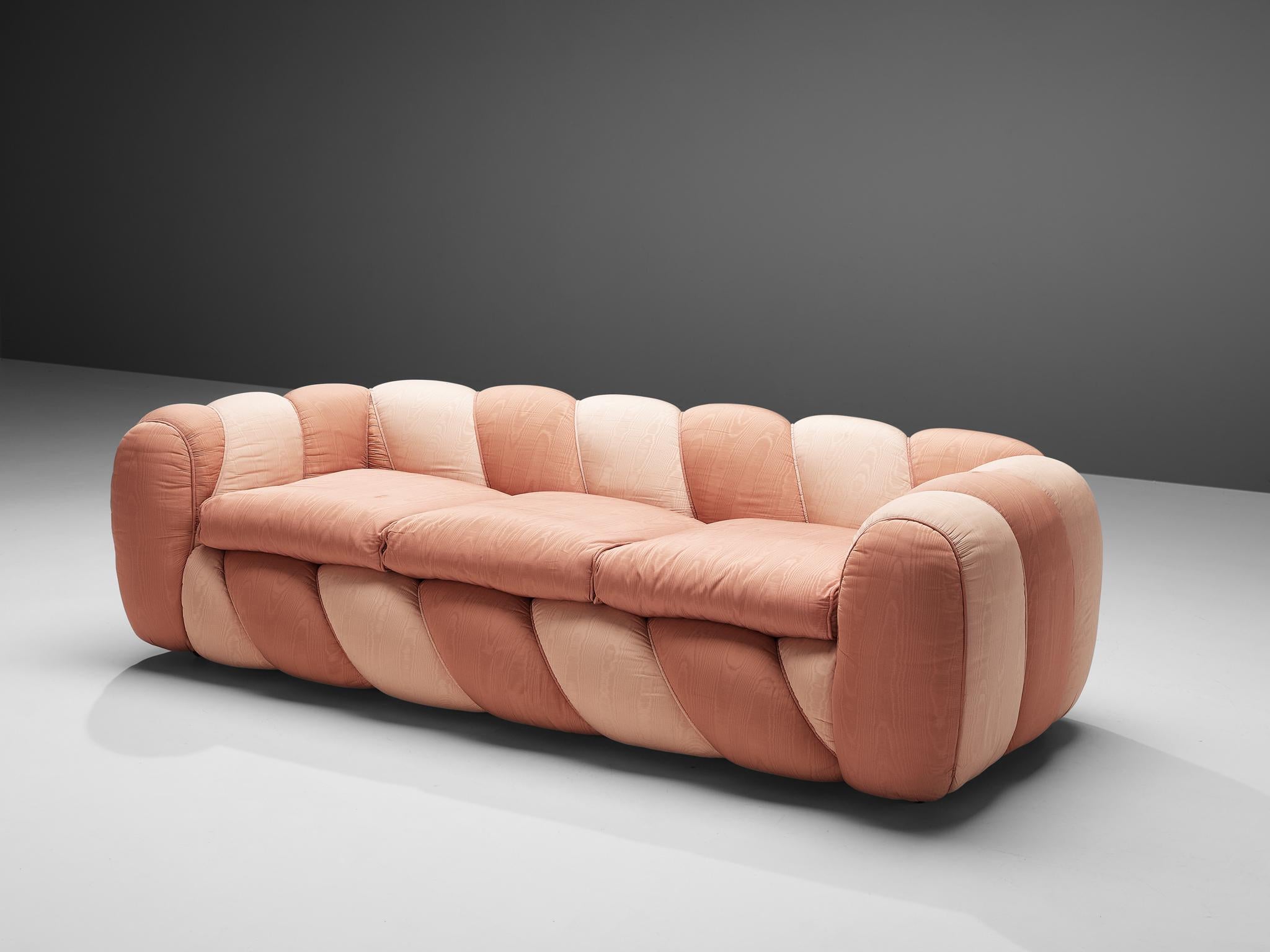 Late 20th Century Bold Vivai del Sud Sofa in Pink Fabric Upholstery