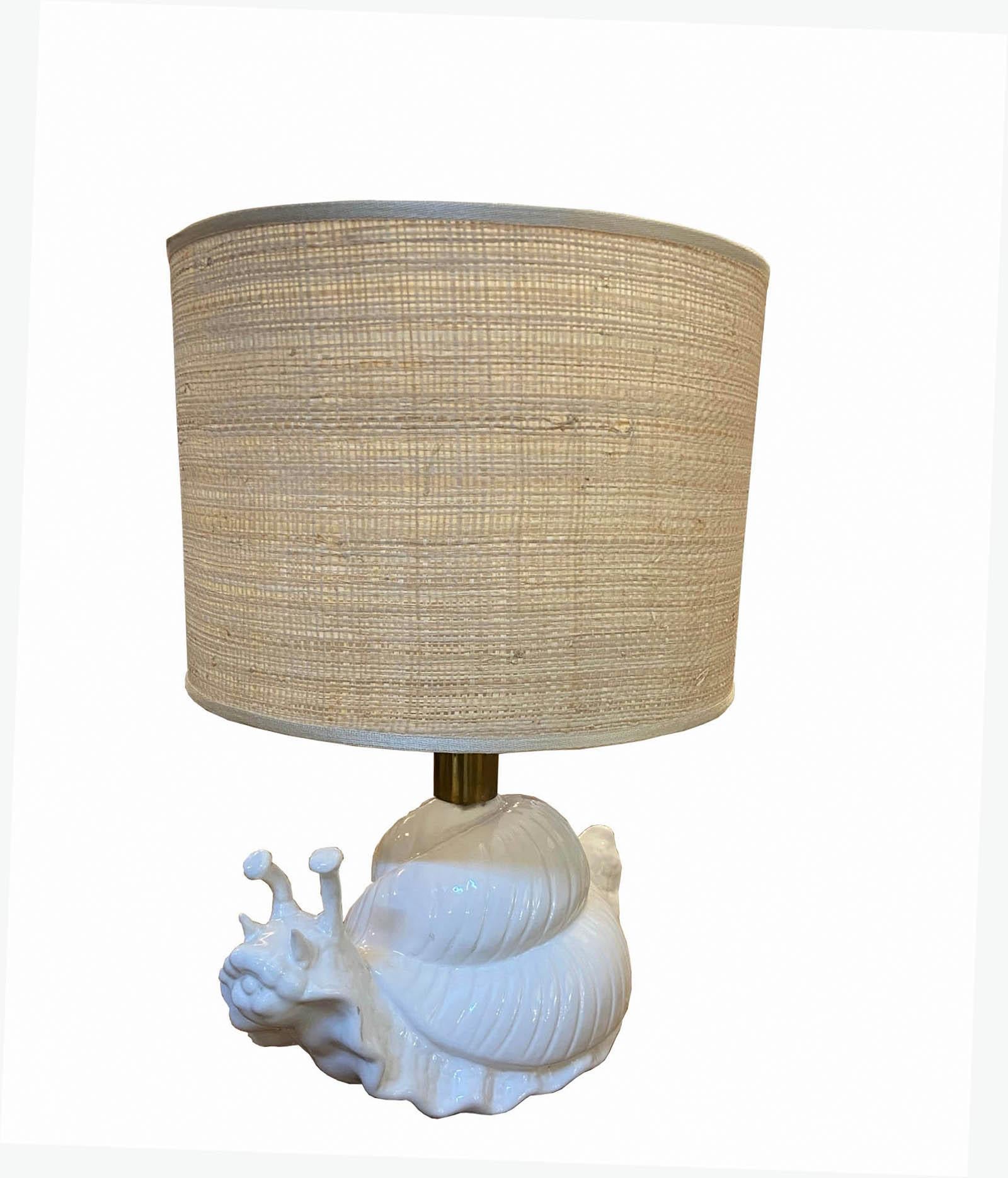 Mid-Century Modern Vivai del Sud Style Ceramic Snail Table Lamp, Italy, 1960s For Sale
