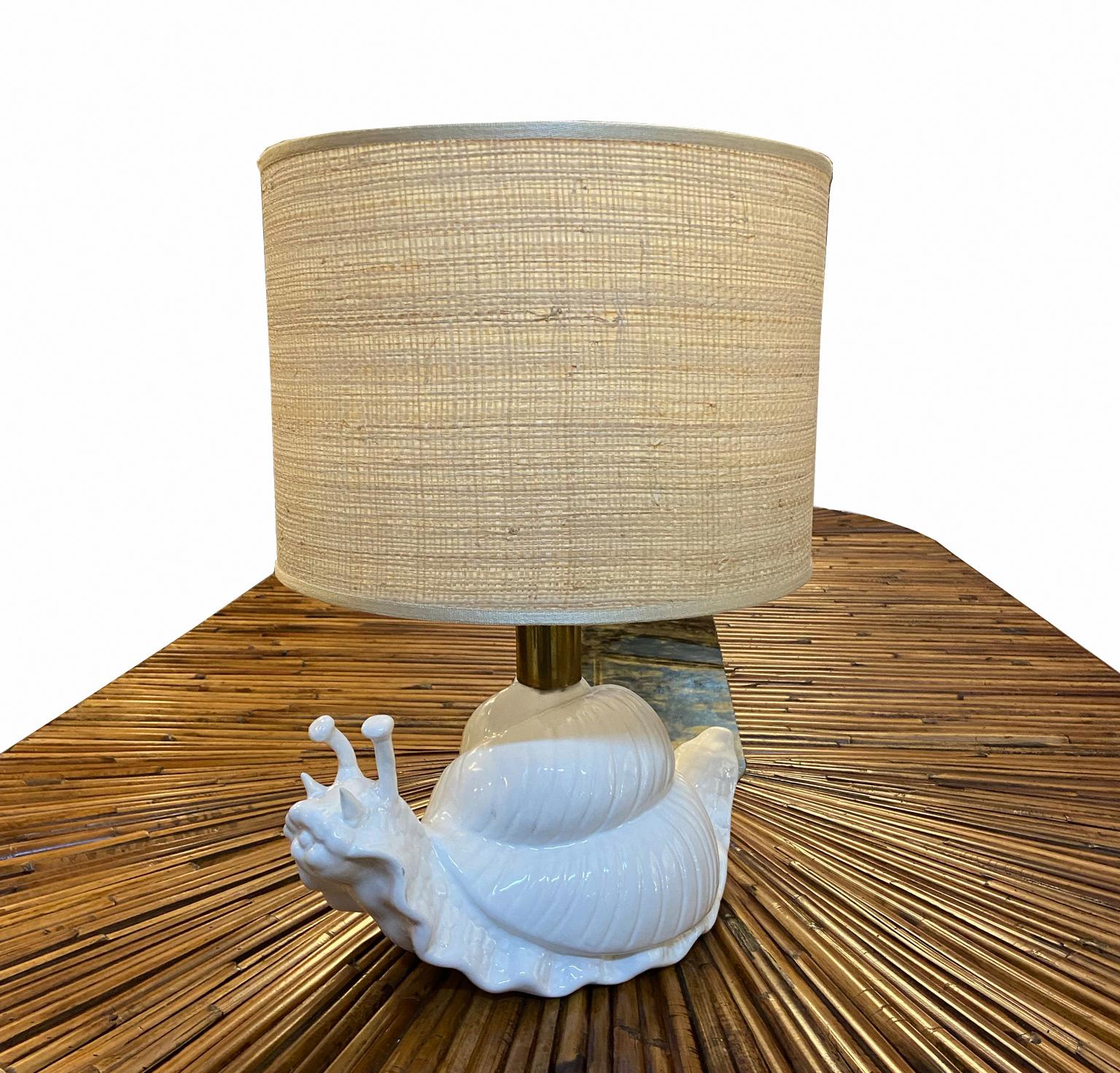 Italian Vivai del Sud Style Ceramic Snail Table Lamp, Italy, 1960s For Sale