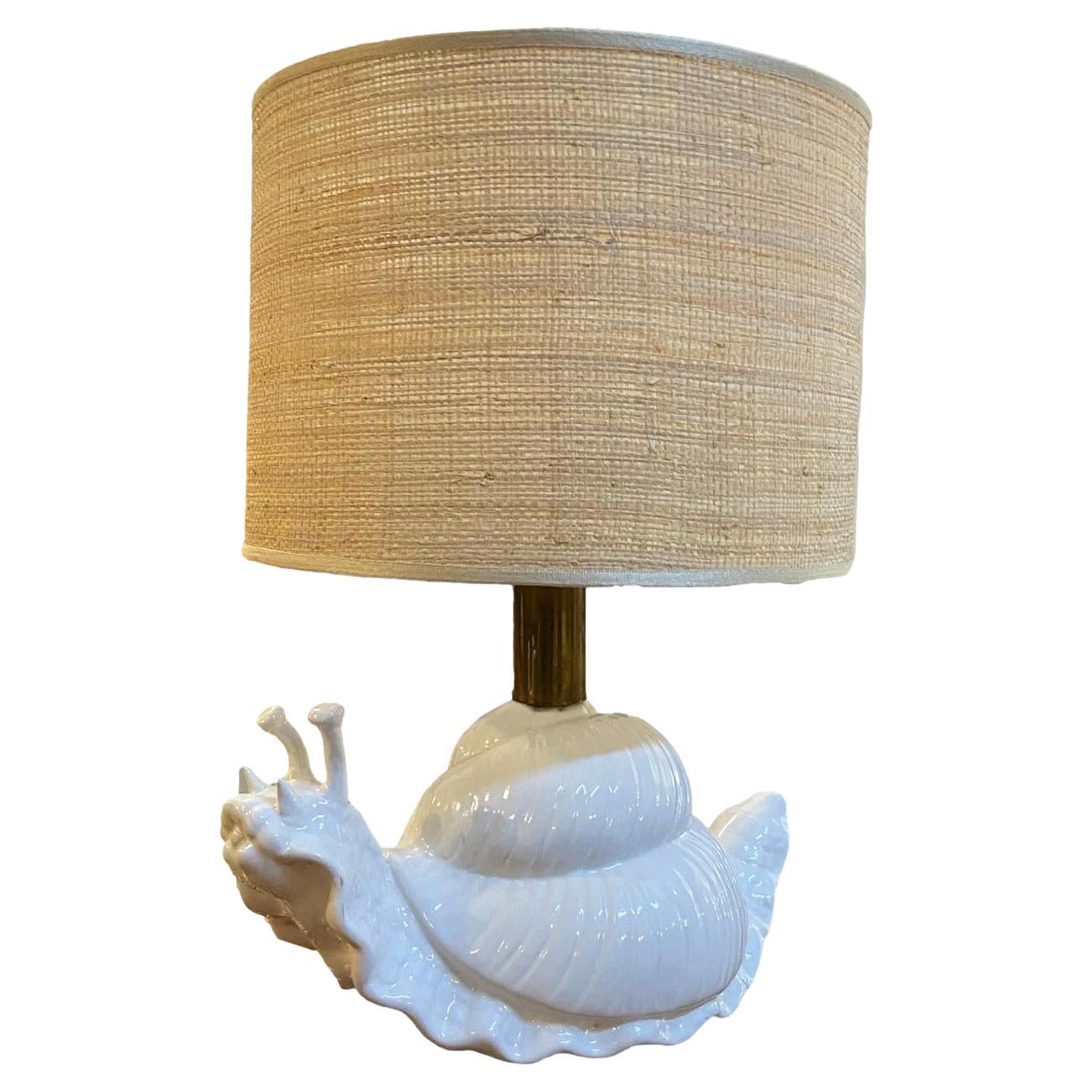 Vivai del Sud Style Ceramic Snail Table Lamp, Italy, 1960s