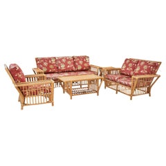 Used Vivai Del Sud Style Rattan Raffia Living Room Suite