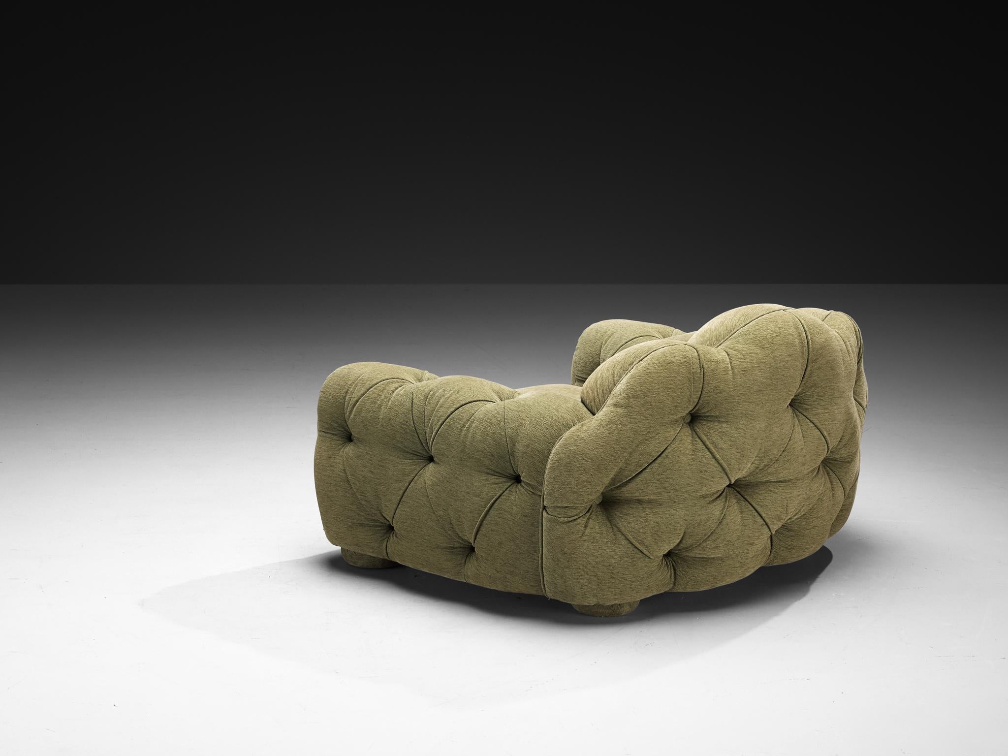 Post-Modern Vivai Del Sud Superstar Lounge Chair in Olive Green Fabric For Sale