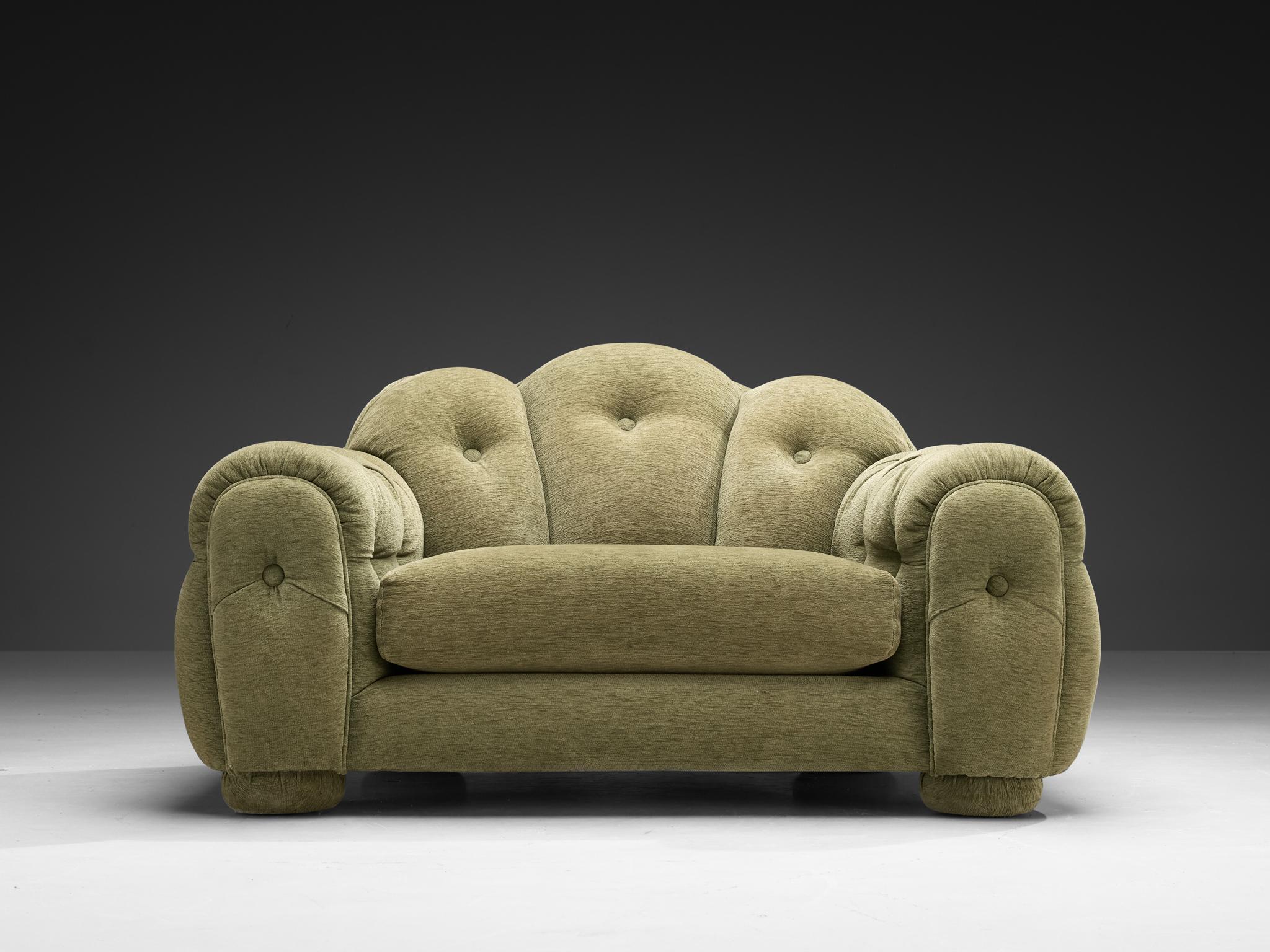Vivai Del Sud Superstar Lounge Chair in Olive Green Fabric For Sale 2