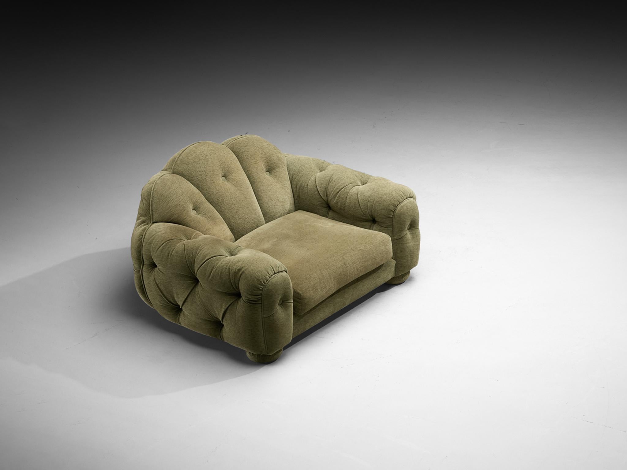 Vivai Del Sud Superstar Lounge Chair in Olive Green Fabric For Sale 3