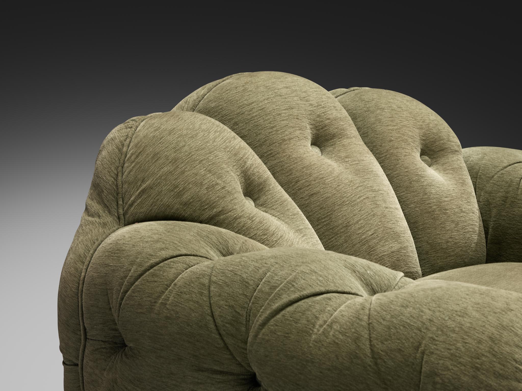 Paire de fauteuils de salon Vivai Del Sud Superstar en tissu vert olive en vente 3