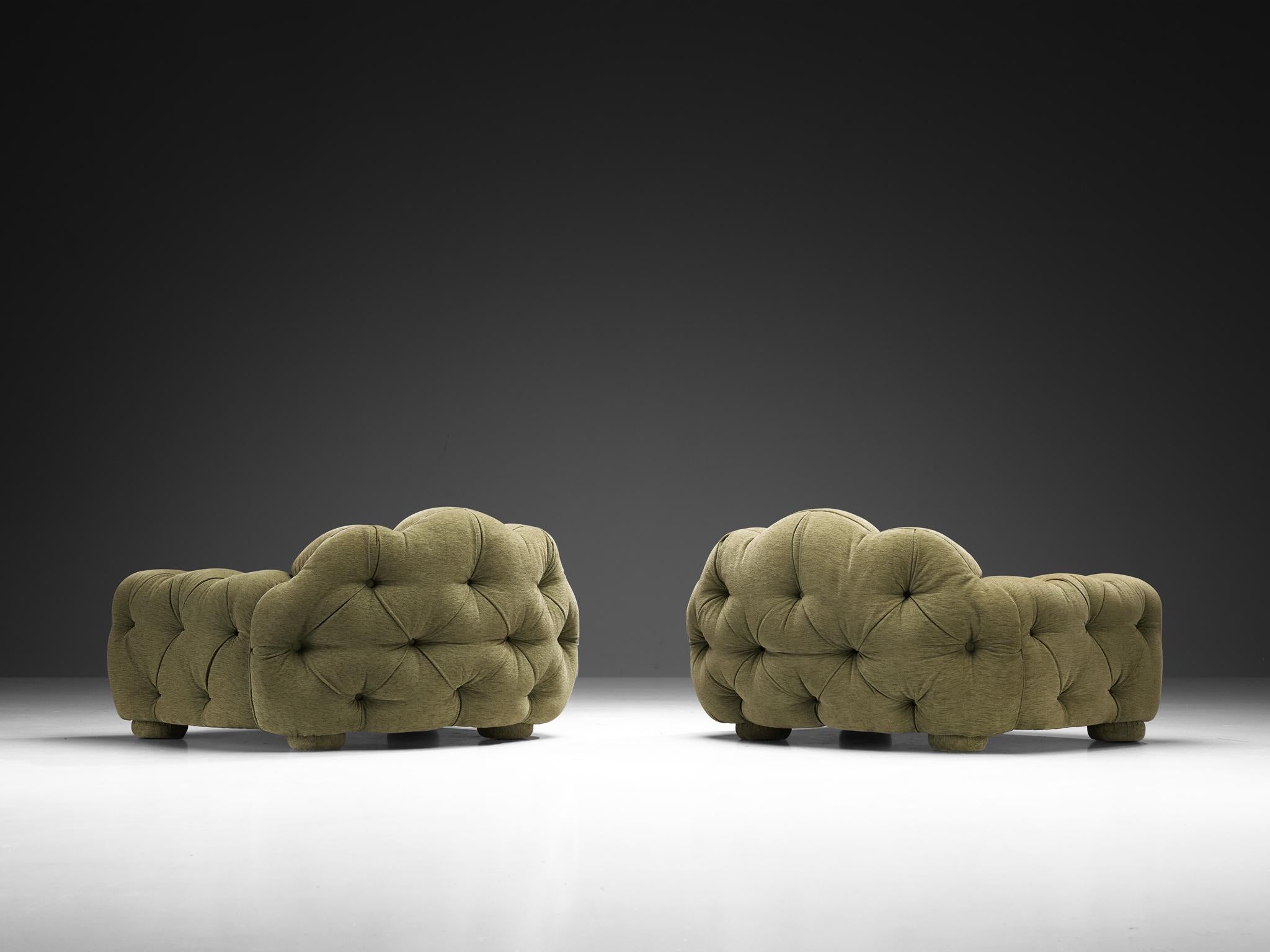 Paire de fauteuils de salon Vivai Del Sud Superstar en tissu vert olive en vente 6