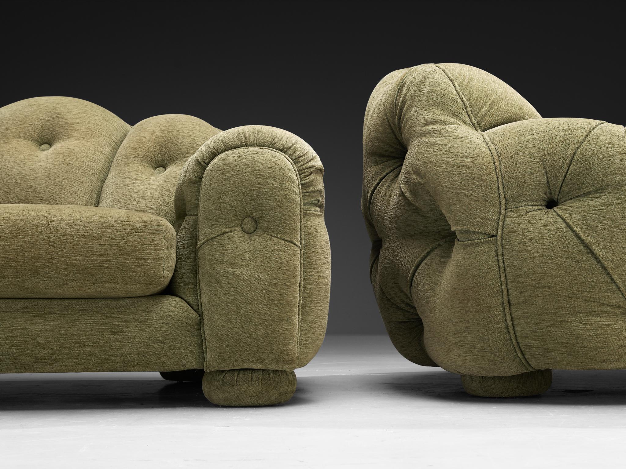 Paire de fauteuils de salon Vivai Del Sud Superstar en tissu vert olive en vente 8