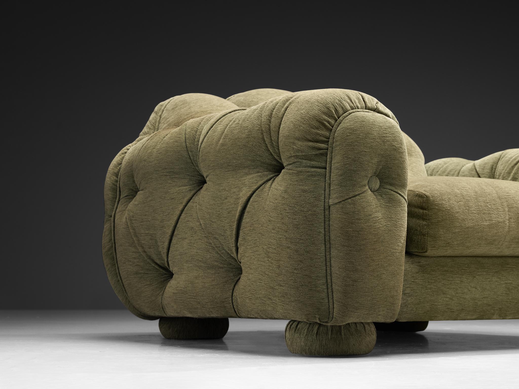 Fin du 20e siècle Paire de fauteuils de salon Vivai Del Sud Superstar en tissu vert olive en vente